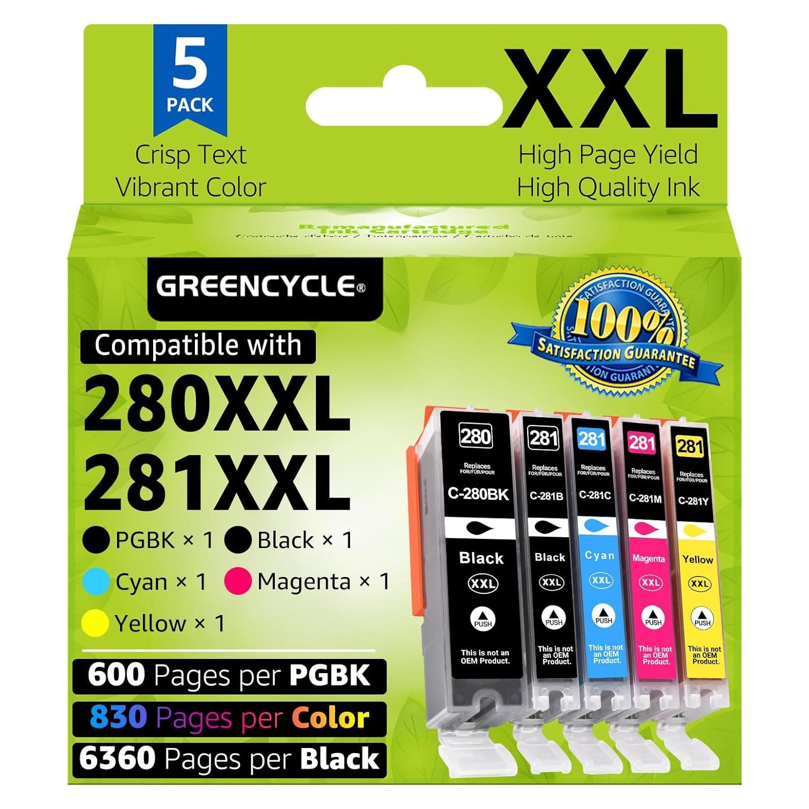 Cartuchos de tinta compatibles Canon 280XXL 281XXL - Paquete de 5