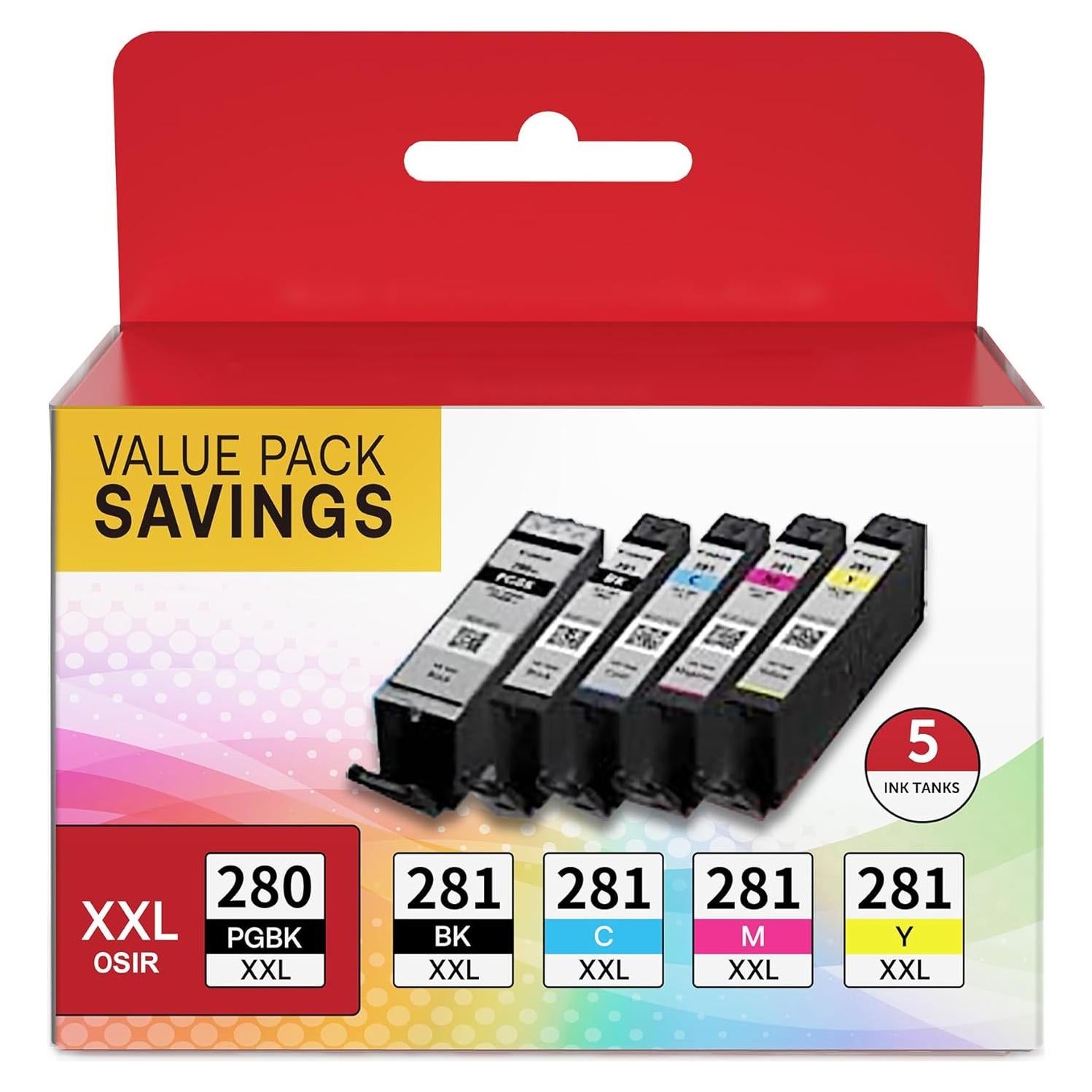 Cartuchos de Tinta Compatible Canon 280 281 OSIR - Paquete de 5