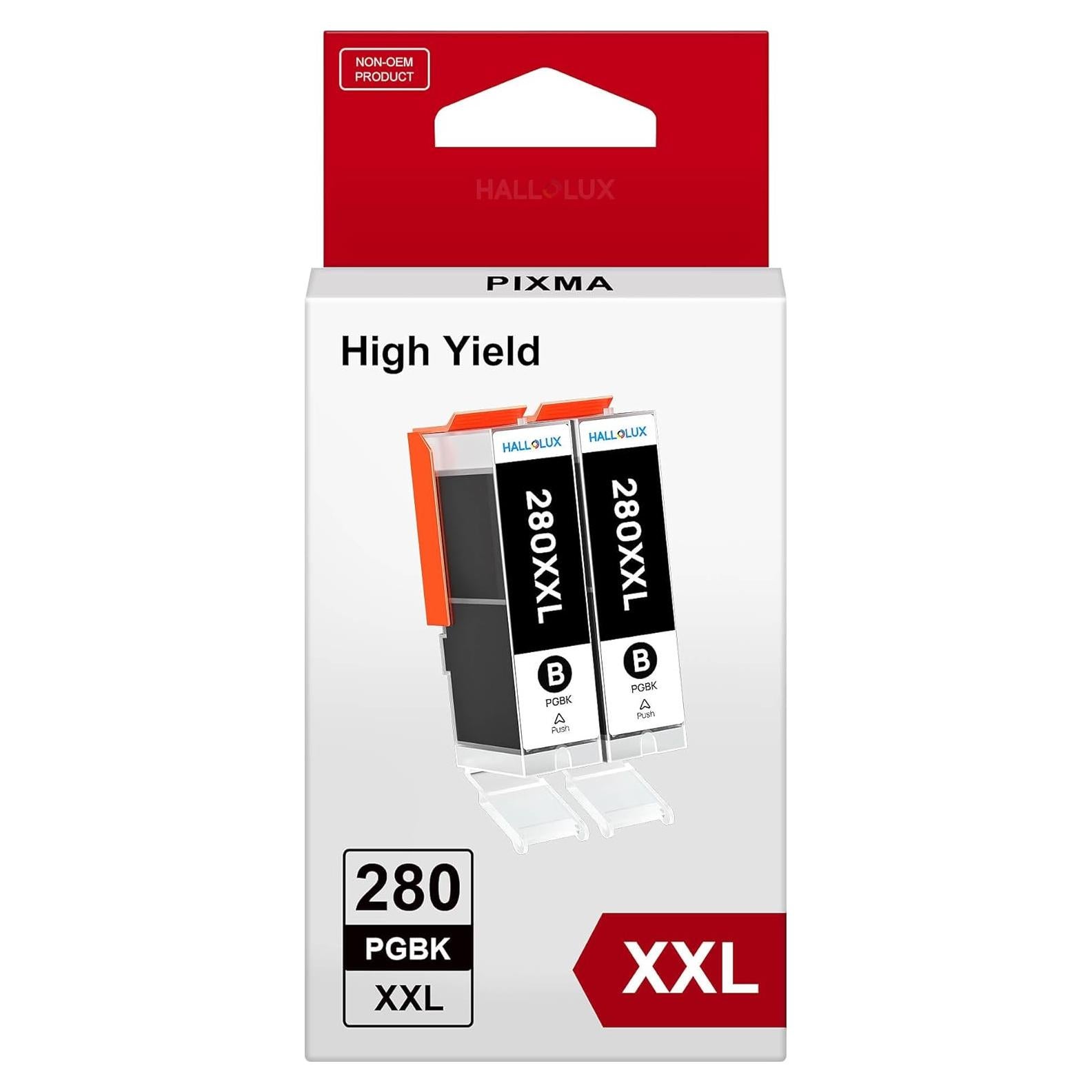 Cartuchos de Tinta Negra HALLOLUX 280XXL PGBK para Canon - 2 Paquetes