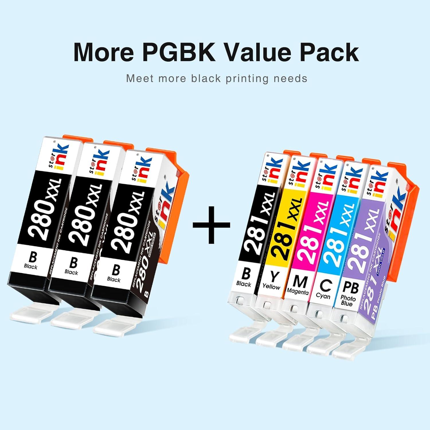 Cartuchos de tinta Starink 280XXL 281XXL para Canon - 8 Piezas
