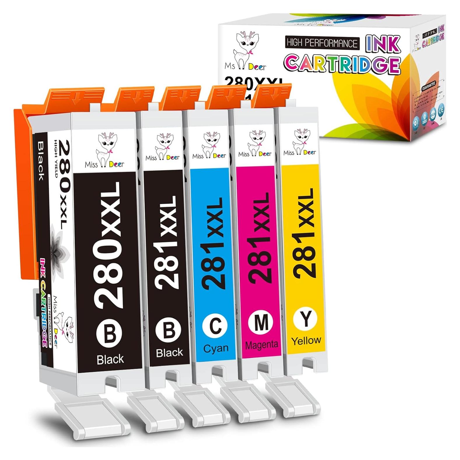 Cartucho de tinta Miss Deer para Canon 280 281 XXL - Paquete de 5