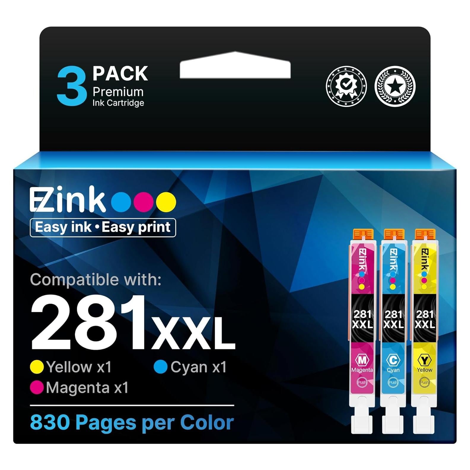 Cartuchos de tinta E-Z Ink CLI-281XXL para Canon - 3 unidades