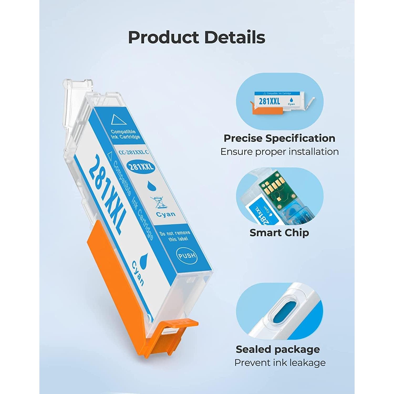 Cartuchos de Tinta Compatible Canon PGI-280XXL CLI-281XXL Paquete de 6