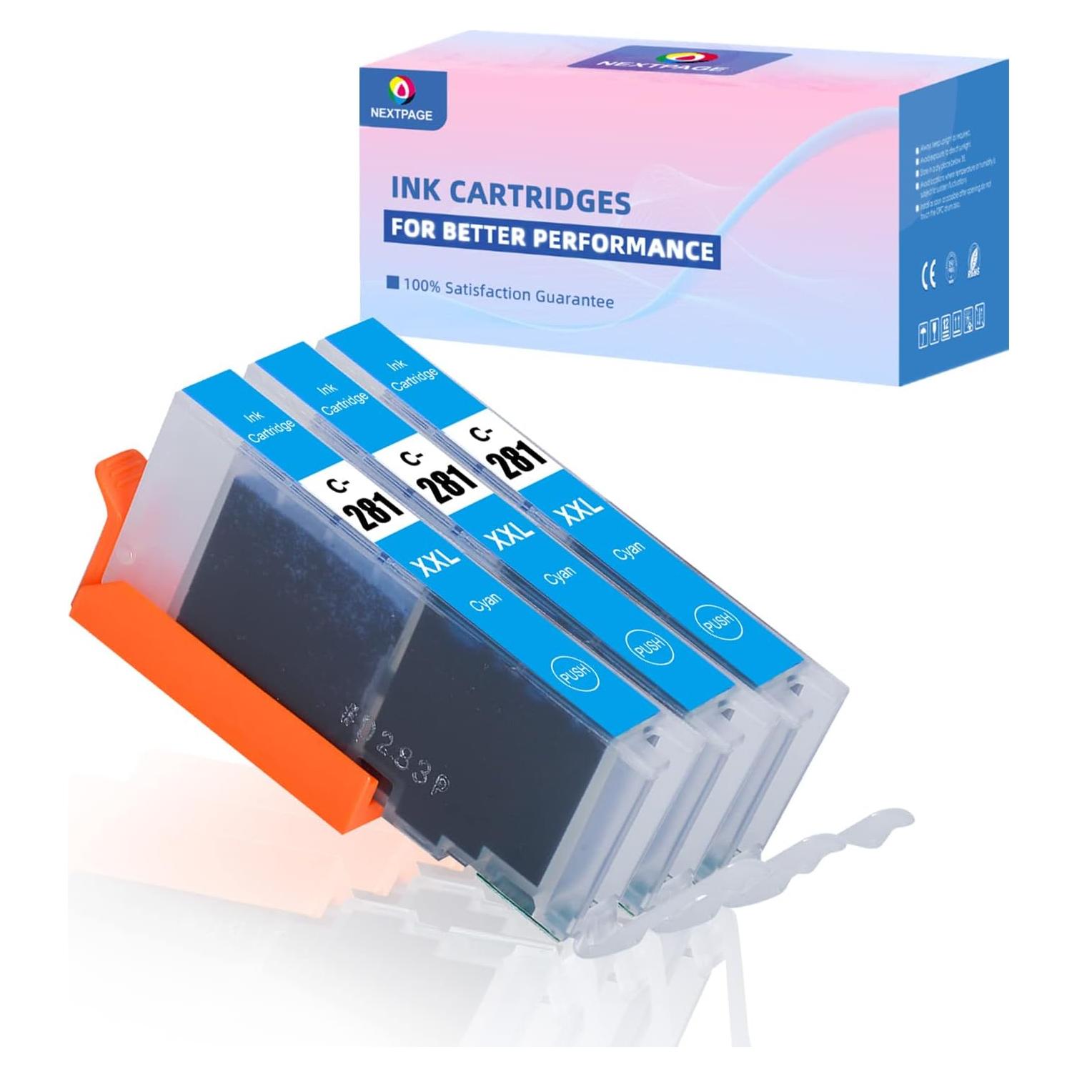 Cartuchos de tinta cian NEXTPAGE CLI-281XXL 3 Pack