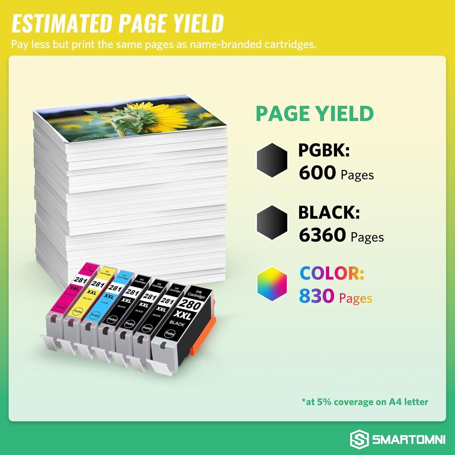 Cartuchos de Tinta Compatible S SMARTOMNI PGI-280XXL CLI-281XXL 7 Paquetes