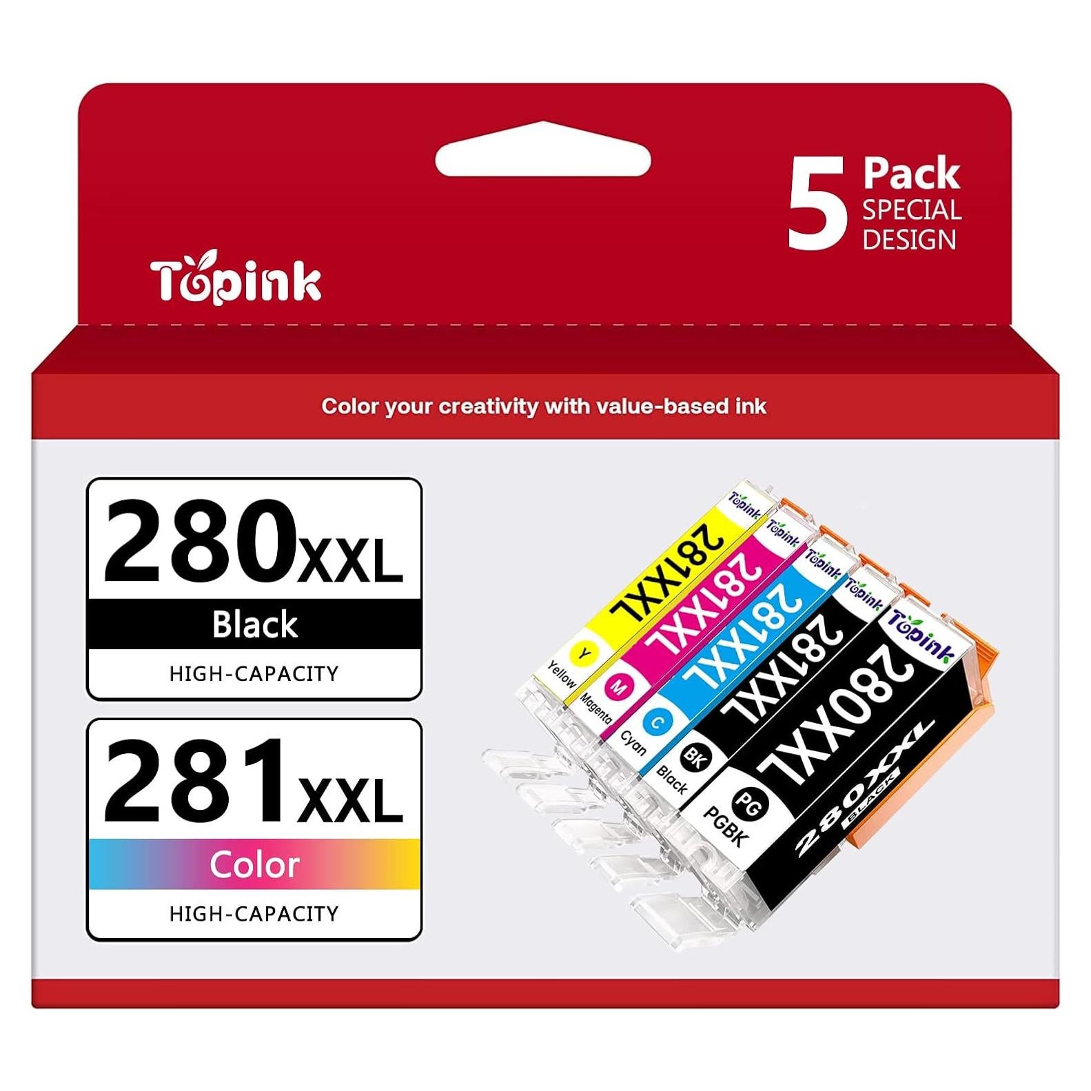 Paquete de 5 Cartuchos de Tinta Compatible Canon PGI-280 CLI-281 XXL