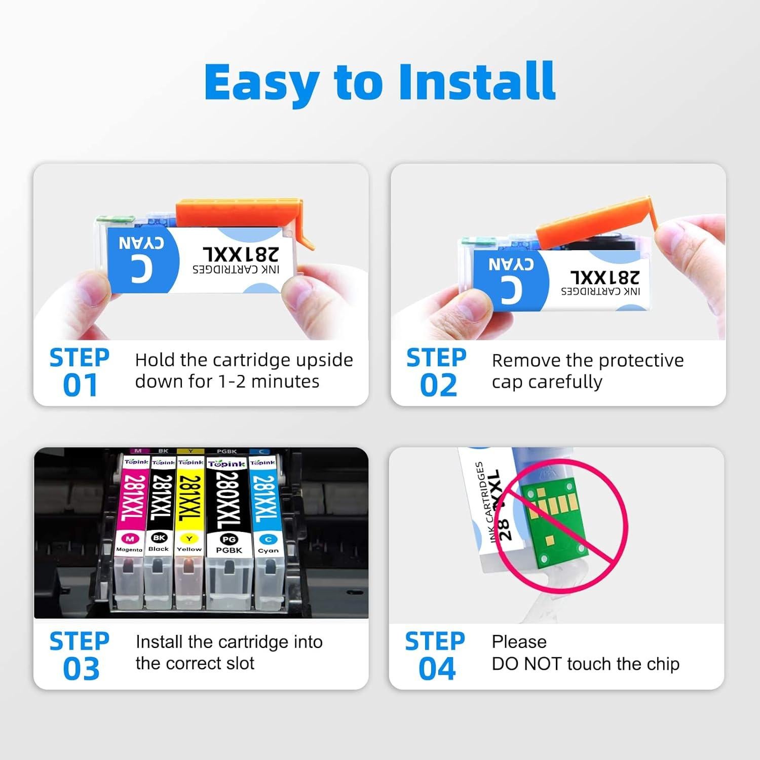 Paquete de 5 Cartuchos de Tinta Compatible Canon PGI-280 CLI-281 XXL