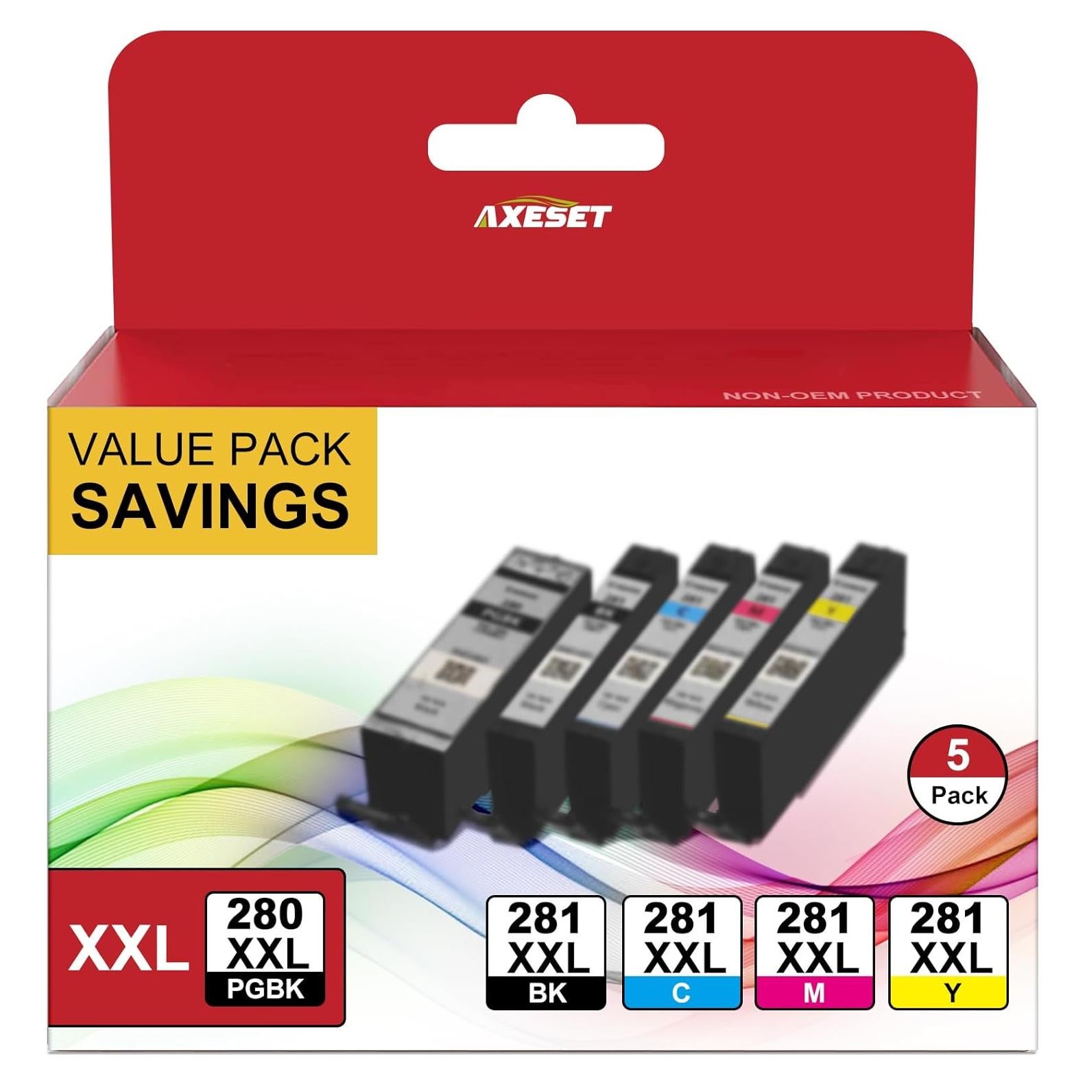 Cartuchos de Tinta AXESET 280XXL 281XXL 5 Colores para Canon