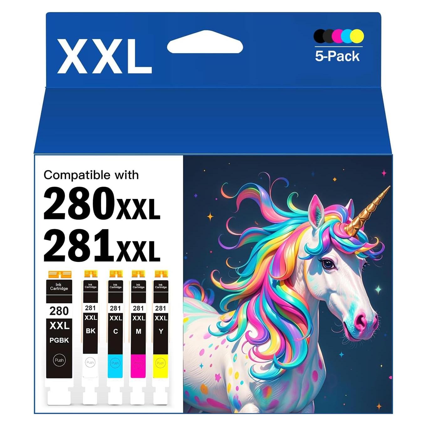 Cartuchos de Tinta Compatible Canon PGI-280XXL CLI-281XXL - Paquete de 5