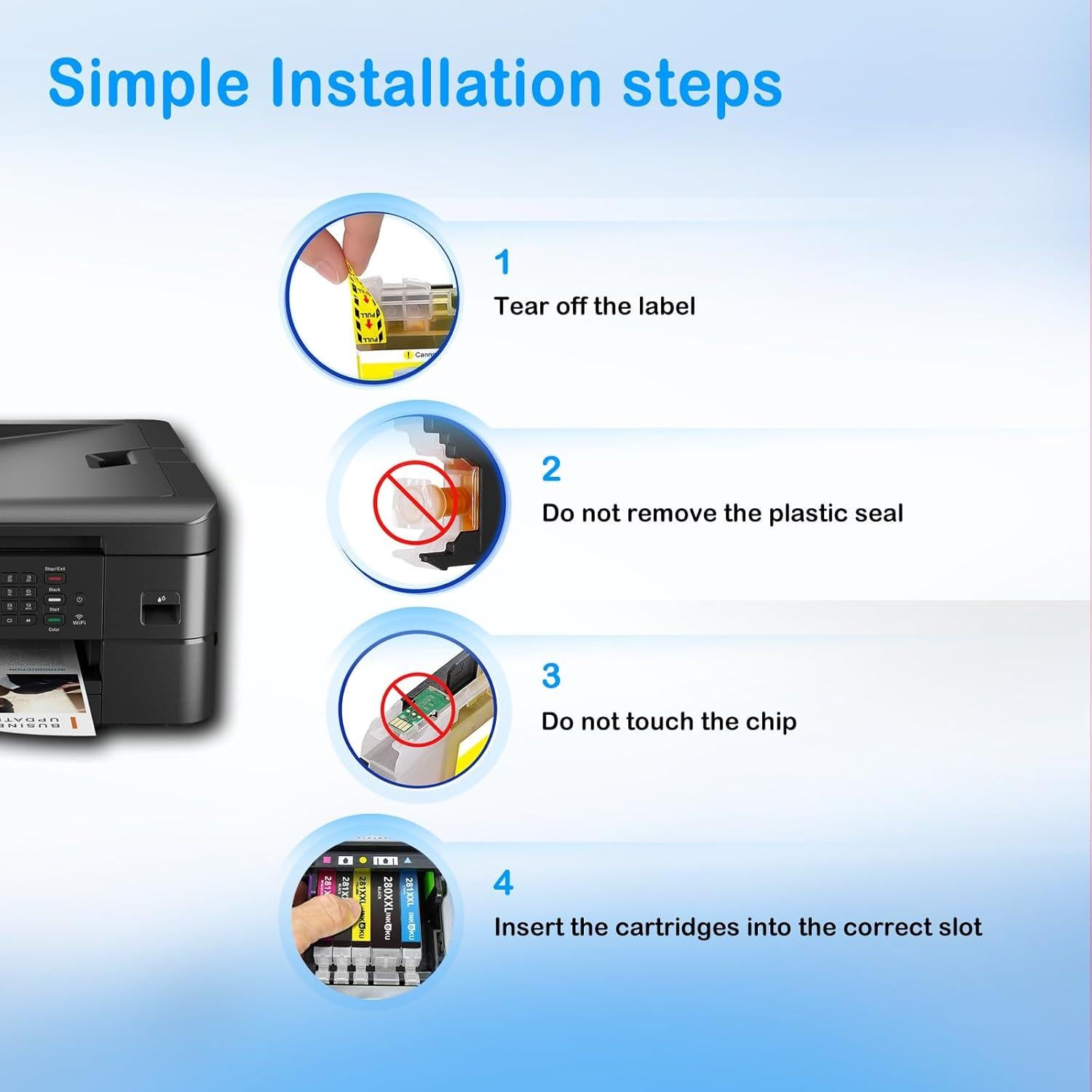 Cartuchos de Tinta INKOKU 280XXL 281XXL Compatible Canon - Paquete de 5