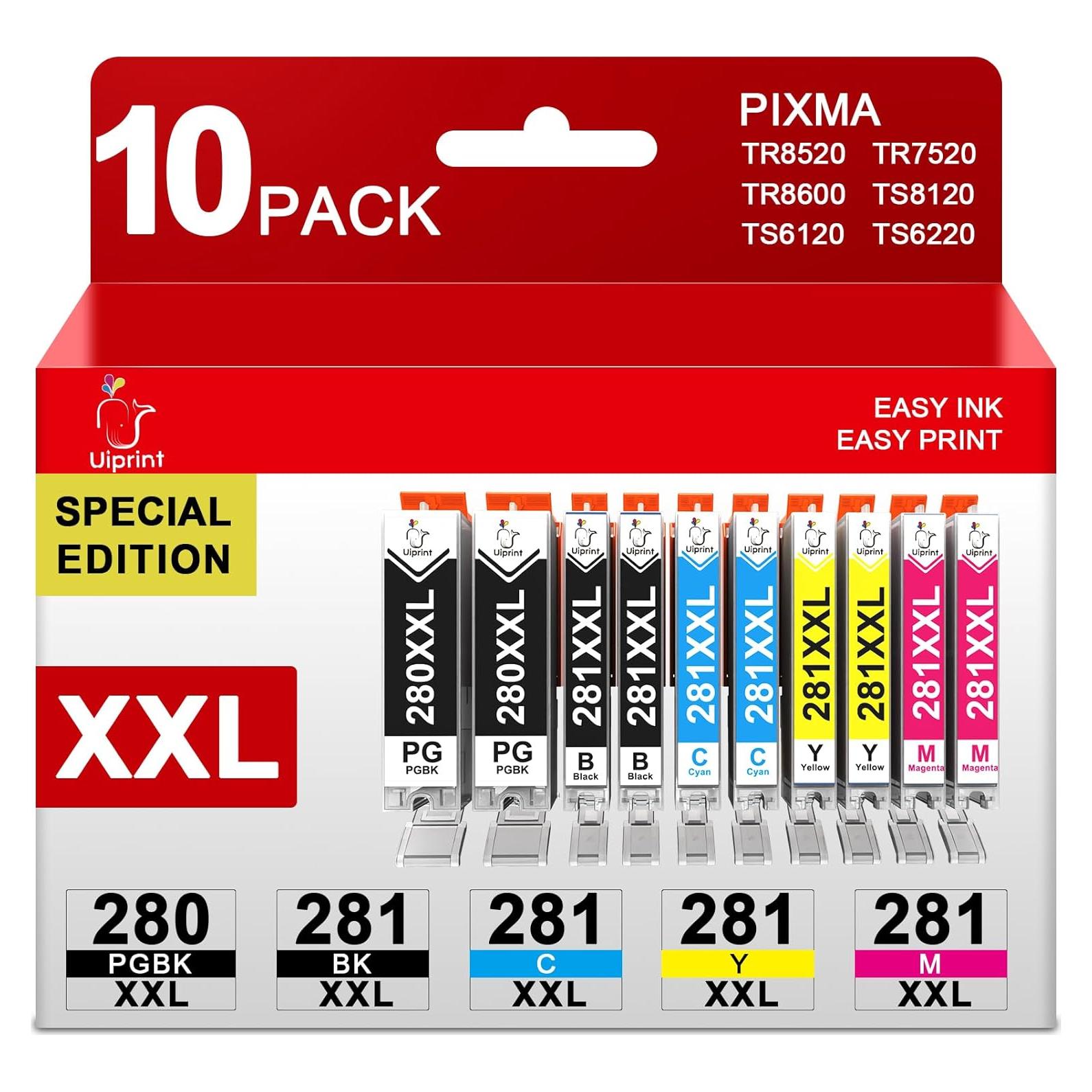 Paquete de 10 Cartuchos de Tinta Uiprint PGI-280XXL CLI-281XXL
