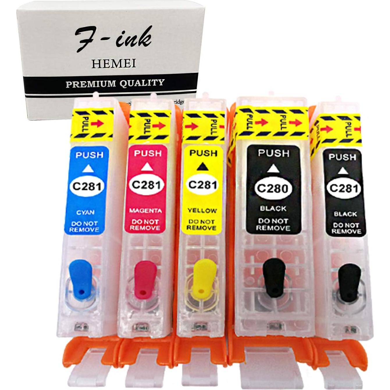 Cartuchos de tinta recargables F-ink 5 colores para Canon PGI-280 CLI-281