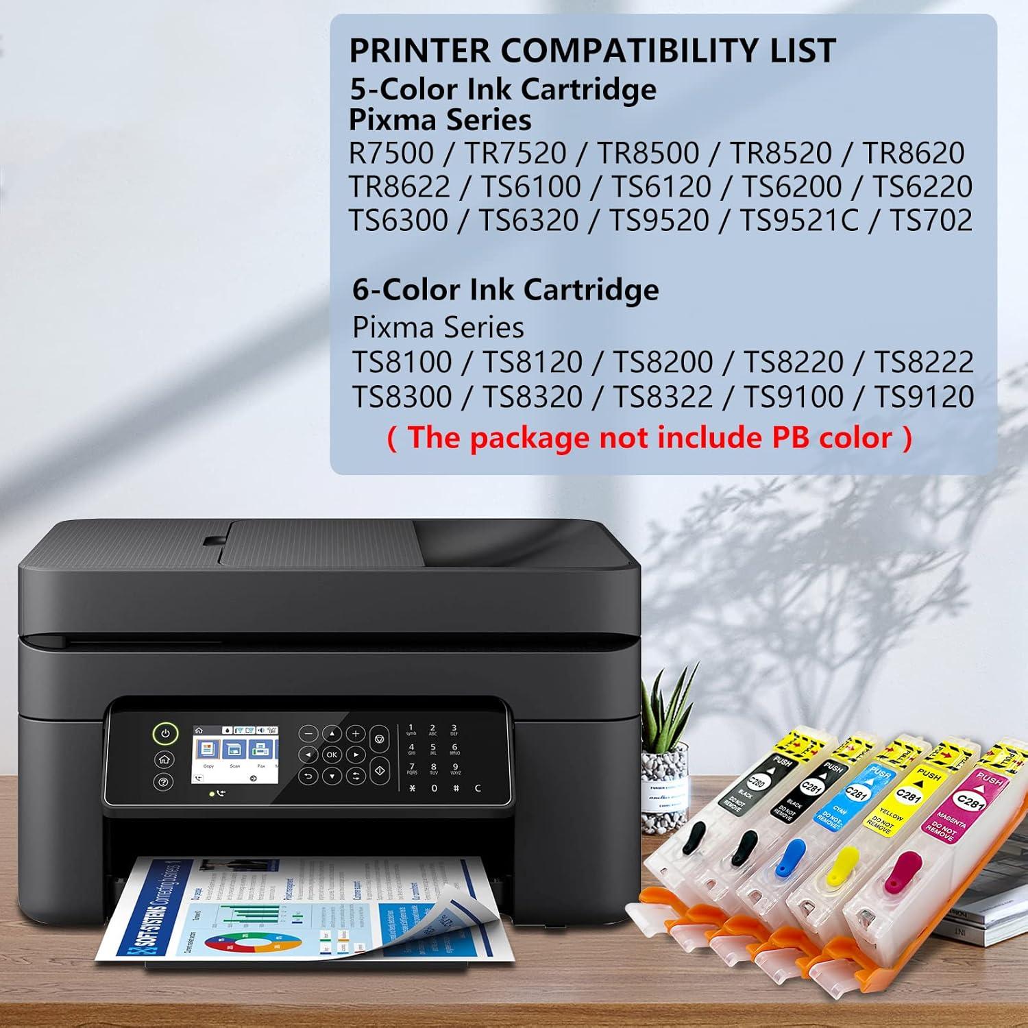 Cartuchos de tinta recargables F-ink 5 colores para Canon PGI-280 CLI-281