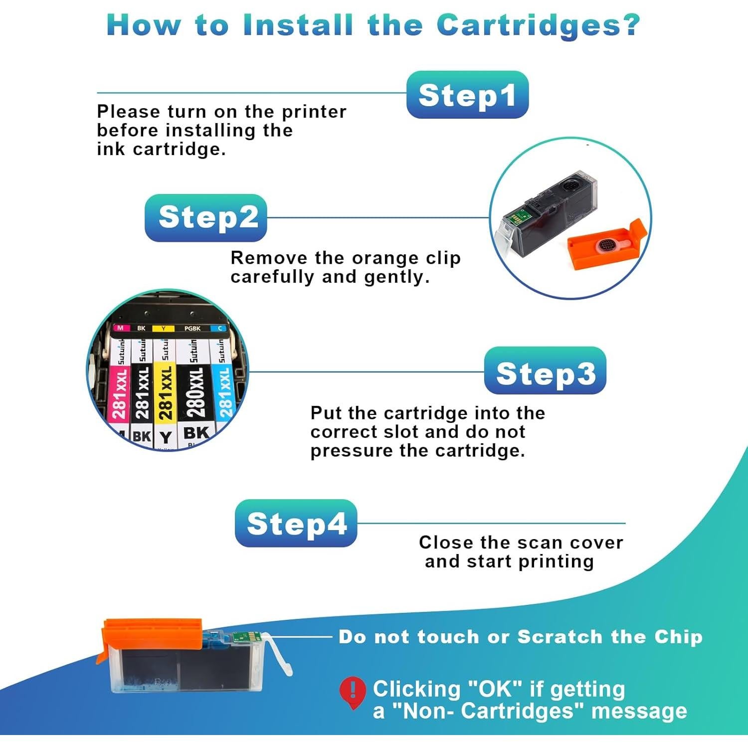Cartucho de tinta Sutuink PGI-280XXL CLI-281XXL 5 unidades