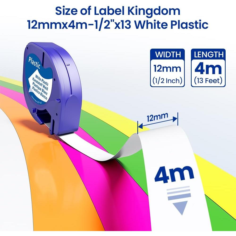 Paquete de 5 Cintas Etiquetadora Dymo Letratag 12mm Plástico