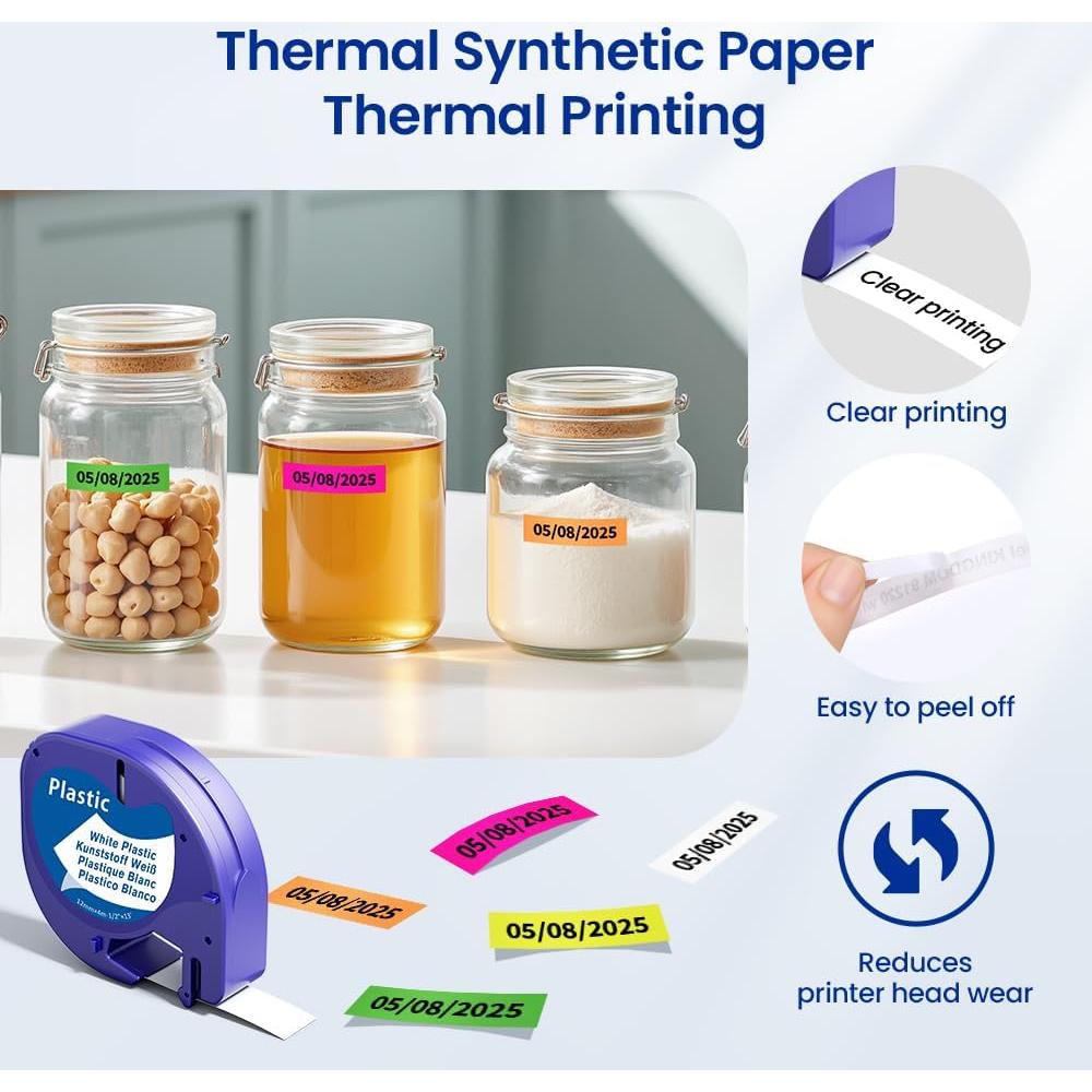 Paquete de 5 Cintas Etiquetadora Dymo Letratag 12mm Plástico