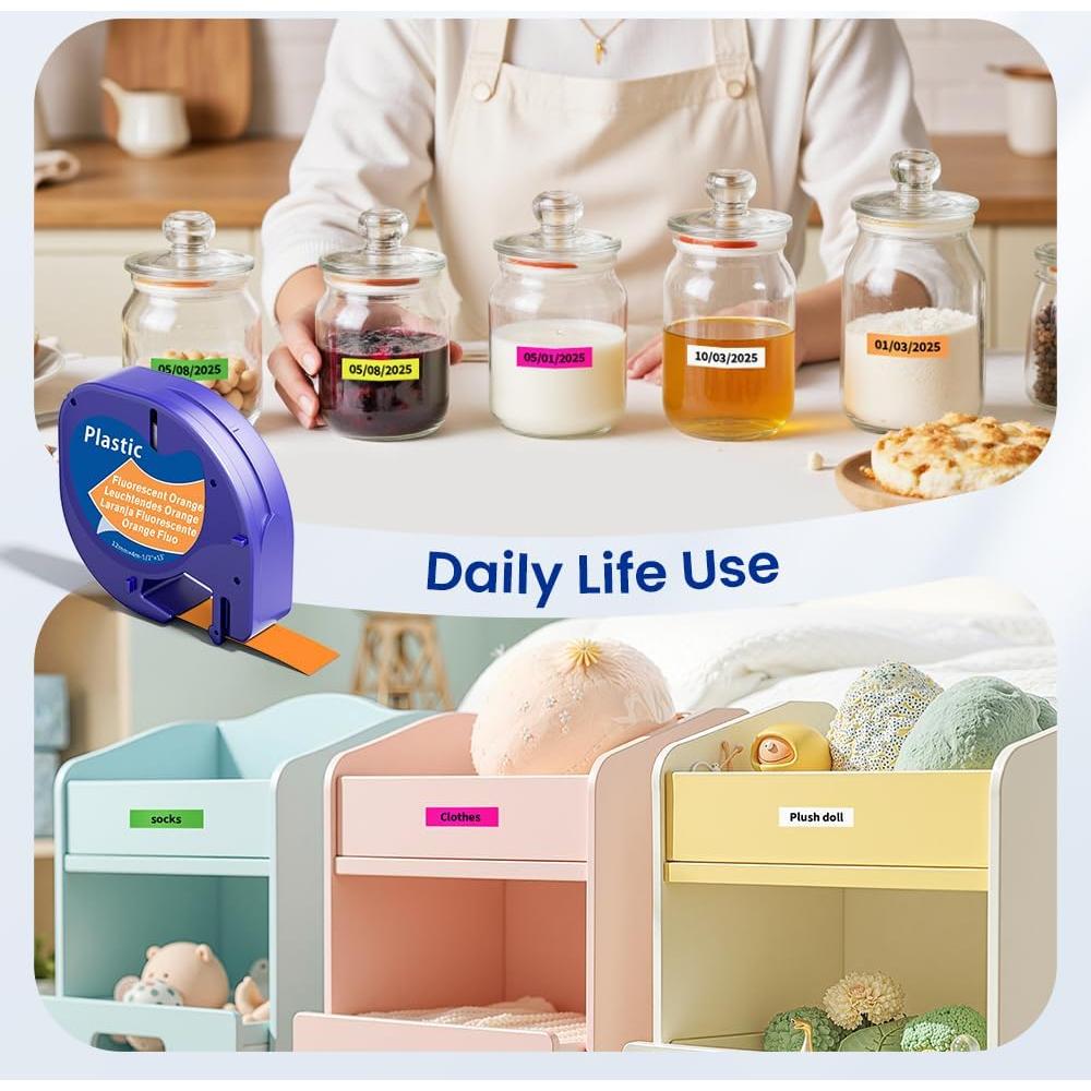 Paquete de 5 Cintas Etiquetadora Dymo Letratag 12mm Plástico