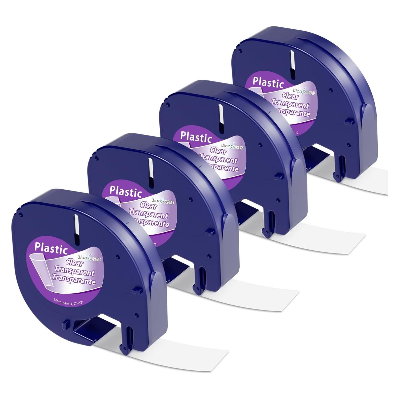 Cinta transparente para impresora Dymo Wonfoucs 12mm x 4m, 4 unidades