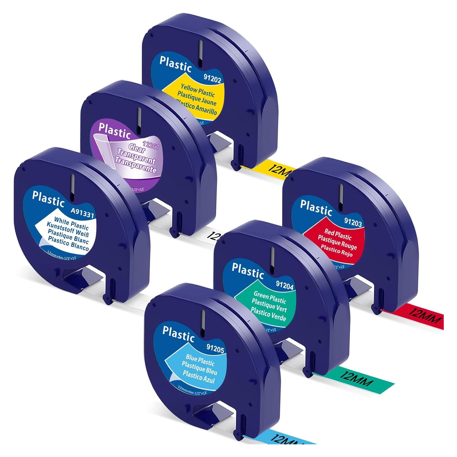 Paquete de 6 Recargas de Etiquetas Dymo Letratag 12mm x 4m