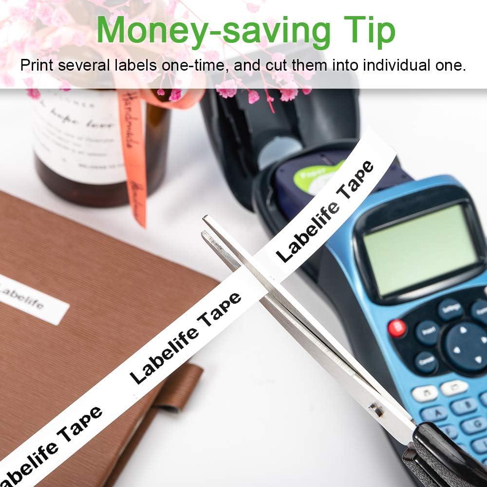 Cinta de Recarga Labelife para Etiquetadora DYMO LetraTag 12mm x 4m - 6 Pack