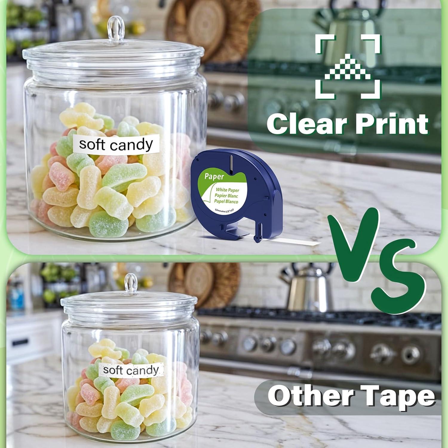 6 Recargas Cinta Etiquetadora Pillex 12mm Negro sobre Blanco