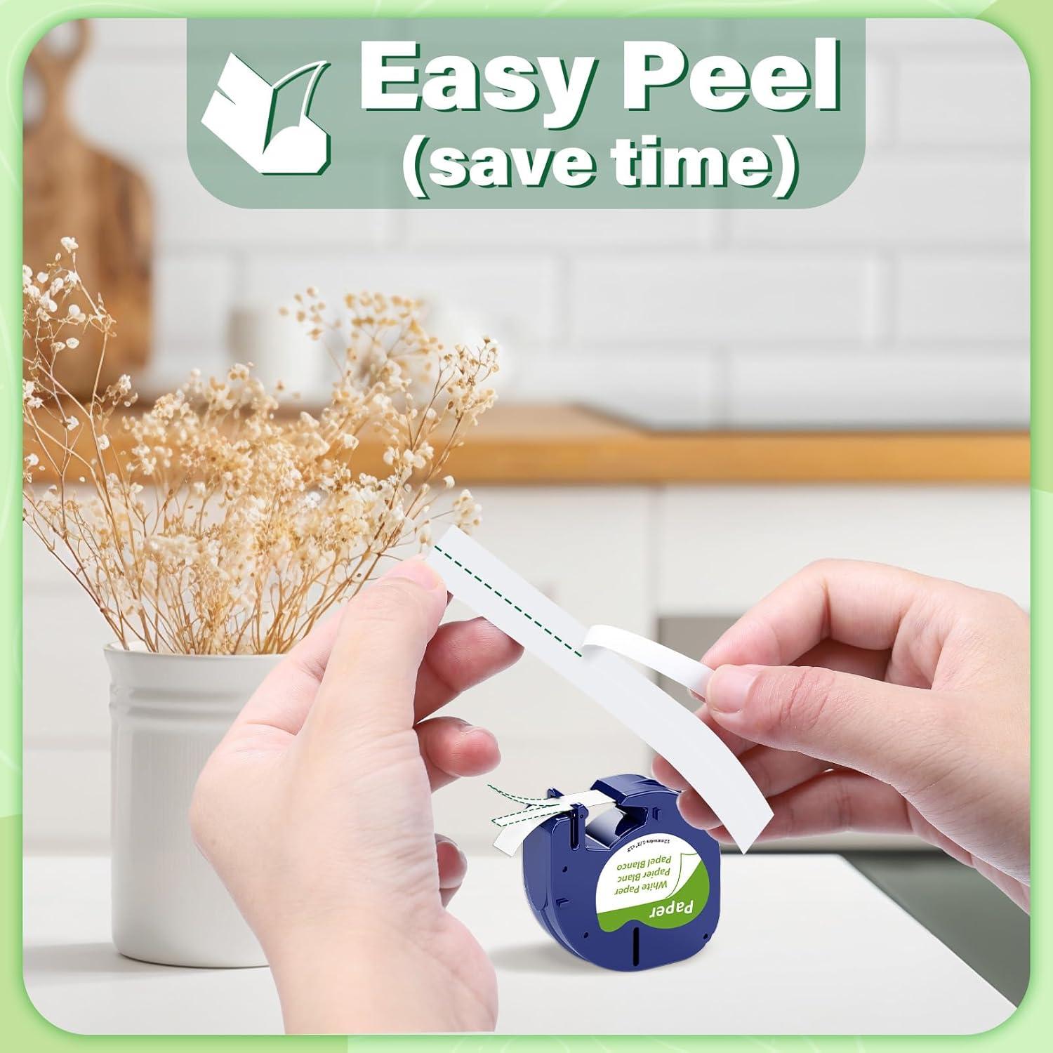 6 Recargas Cinta Etiquetadora Pillex 12mm Negro sobre Blanco