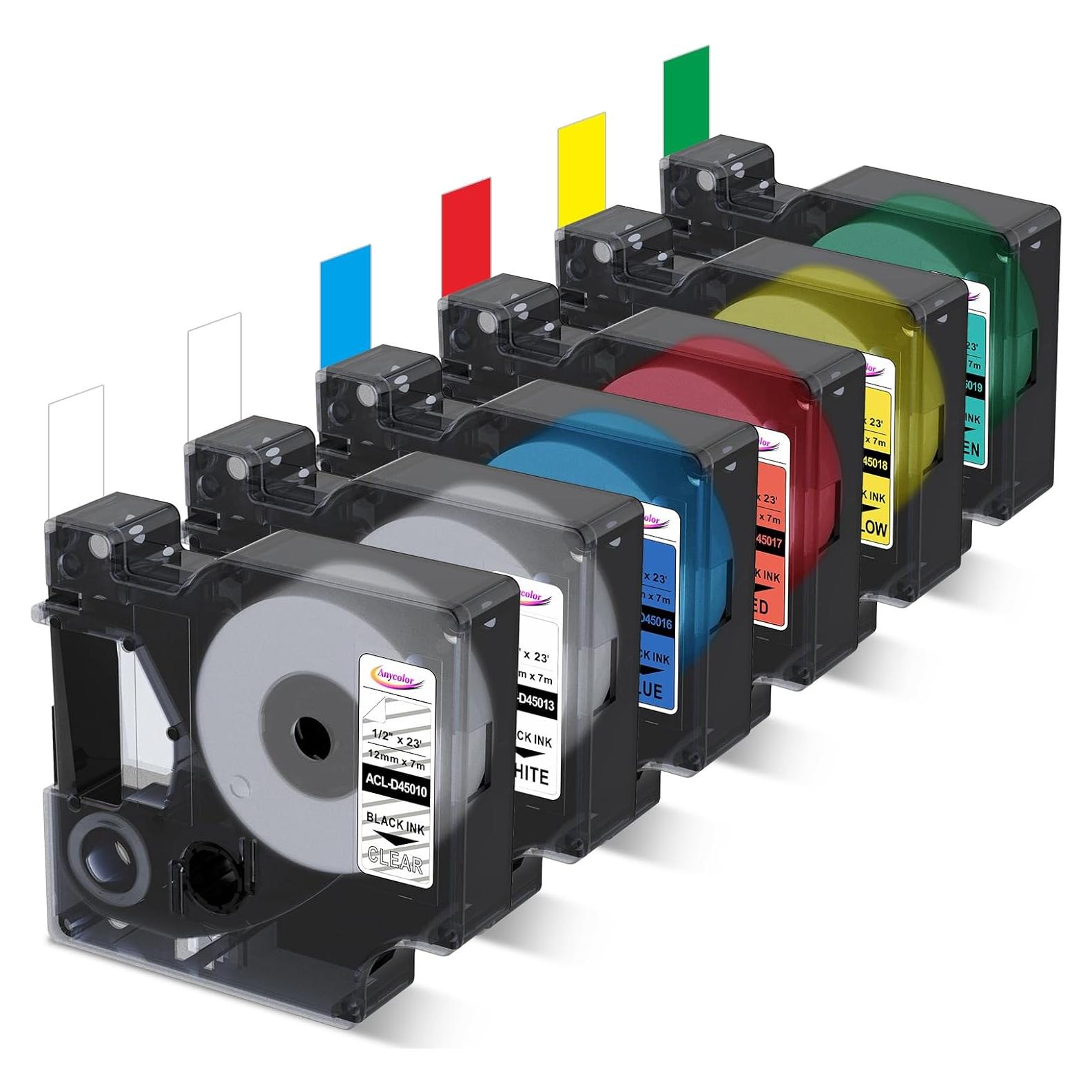 Cinta de Etiqueta Anycolor Dymo D1 6-Pack 12mm x 7m