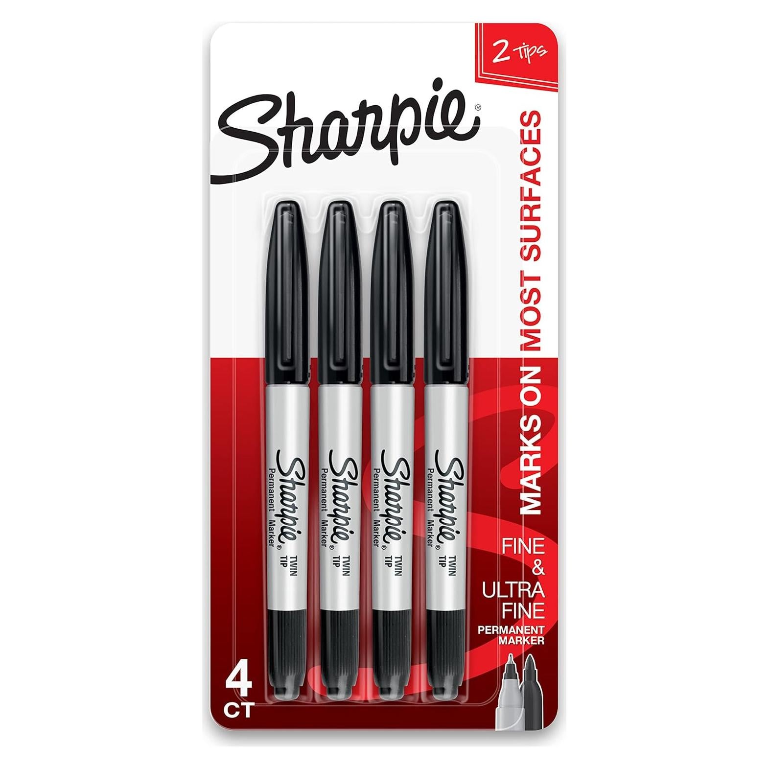 Marcadores Permanentes Sharpie Punta Doble Negro 4 Unidades
