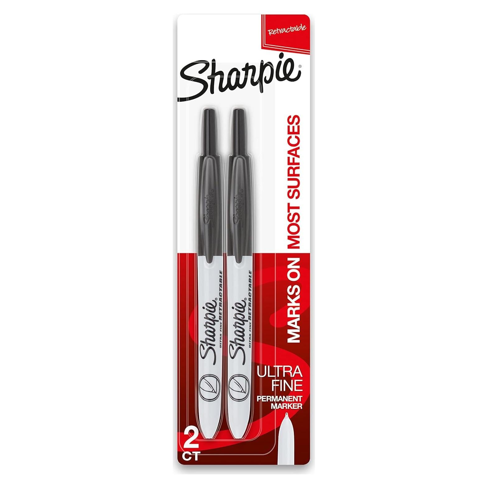 Marcadores Permanentes Retráctiles Sharpie Ultra Fina Negro 2 Unidades
