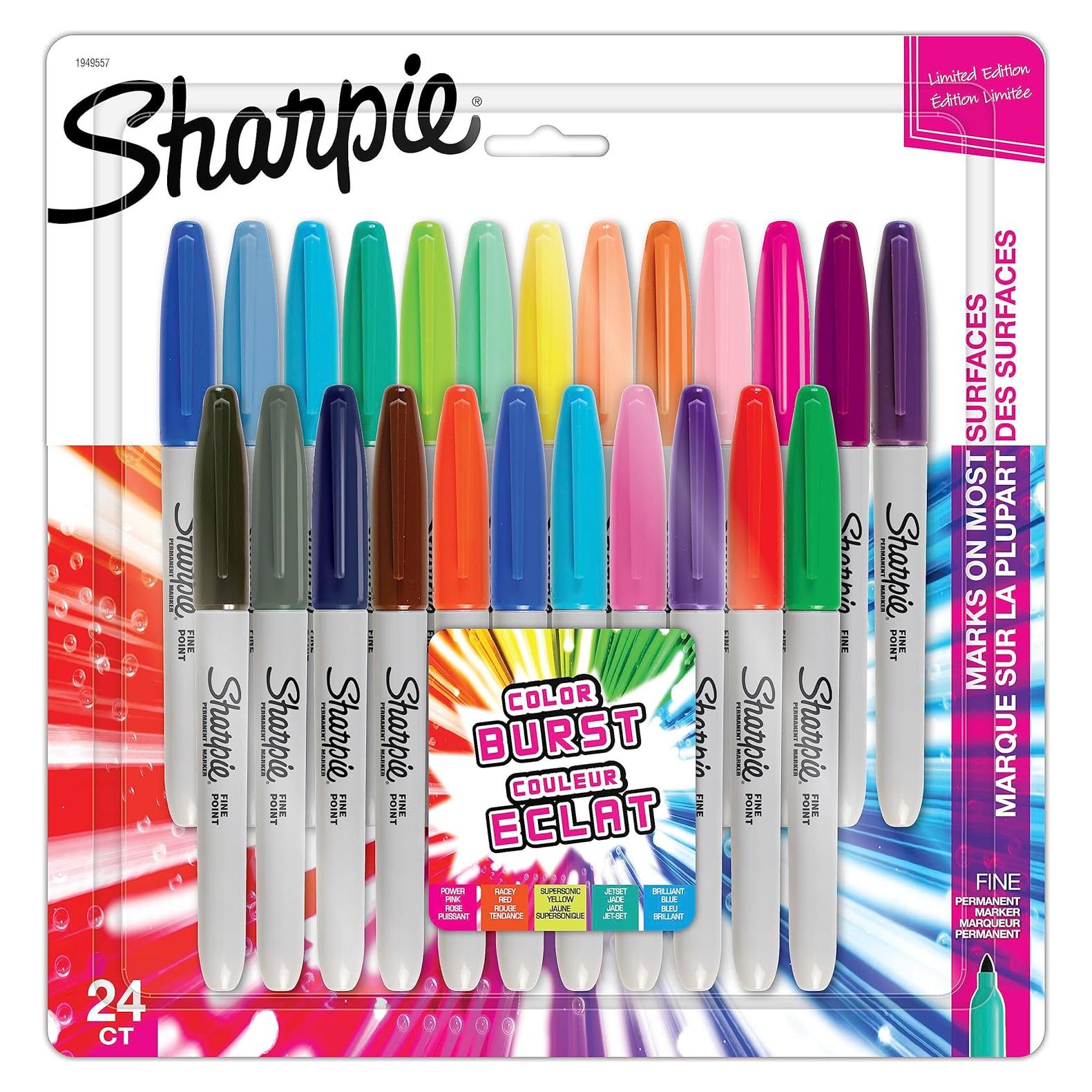 Marcadores Permanentes Sharpie Color Burst Punta Fina 24 Unidades