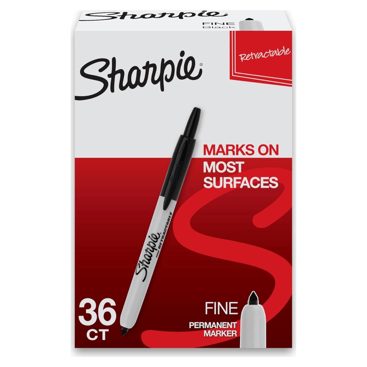 Marcadores Permanentes Retráctiles Sharpie Punta Fina Negro 36 Unidades