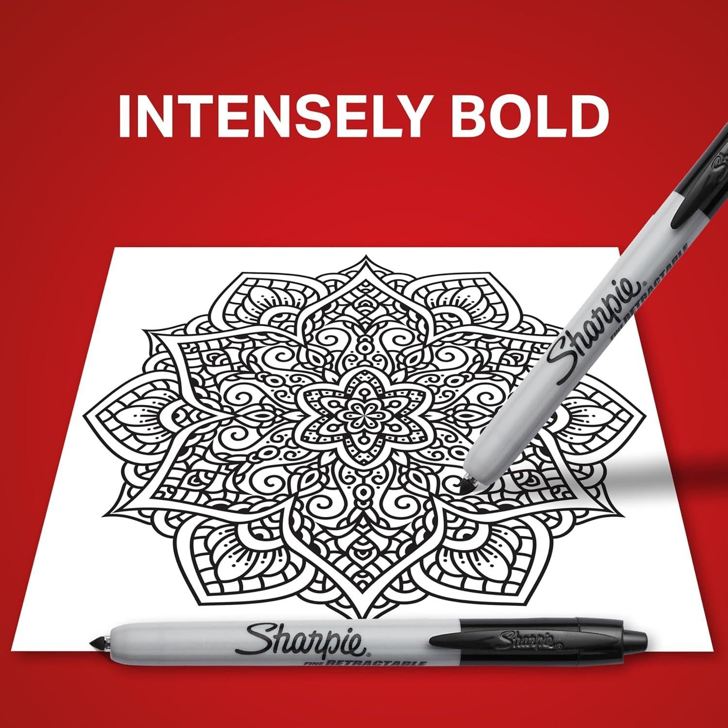 Marcadores Permanentes Retráctiles Sharpie Punta Fina Negro 36 Unidades