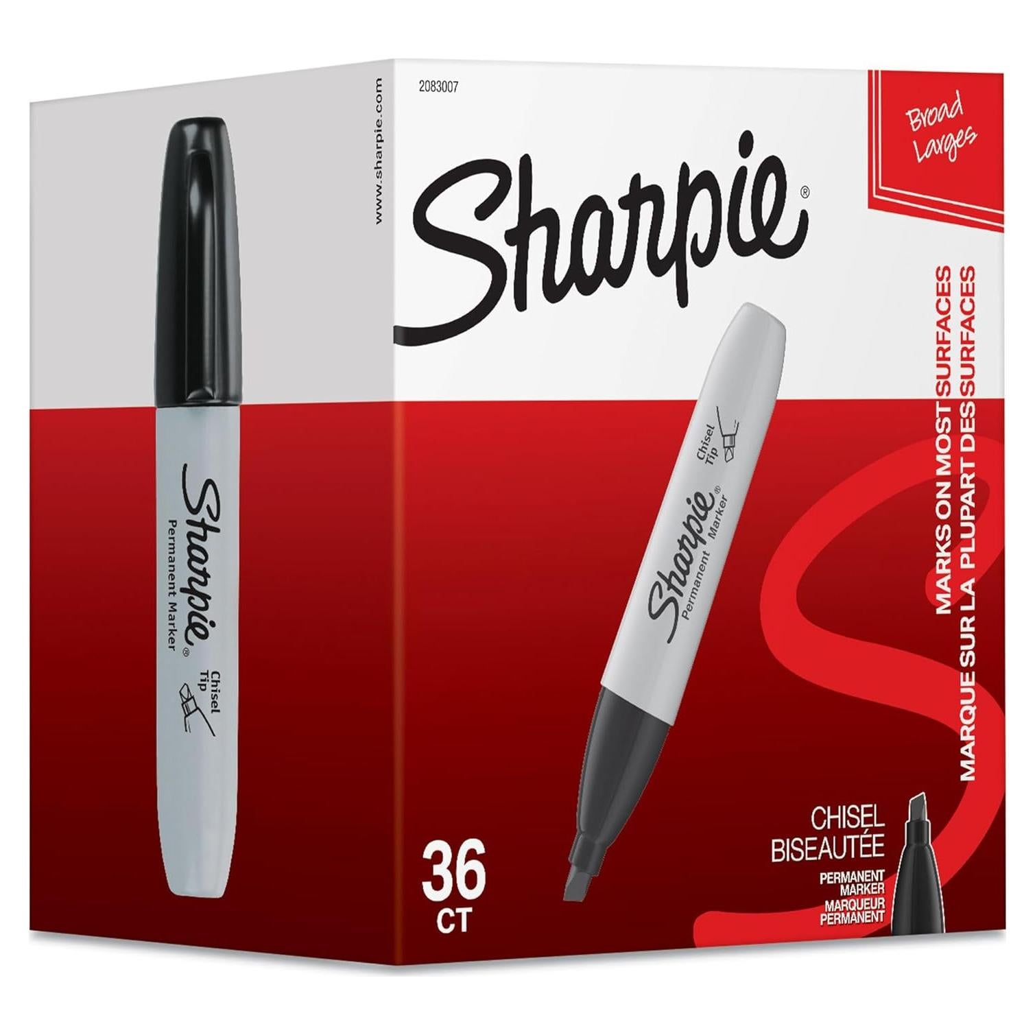 Marcadores Permanentes Sharpie Punta Biselada Negro 36 Unidades