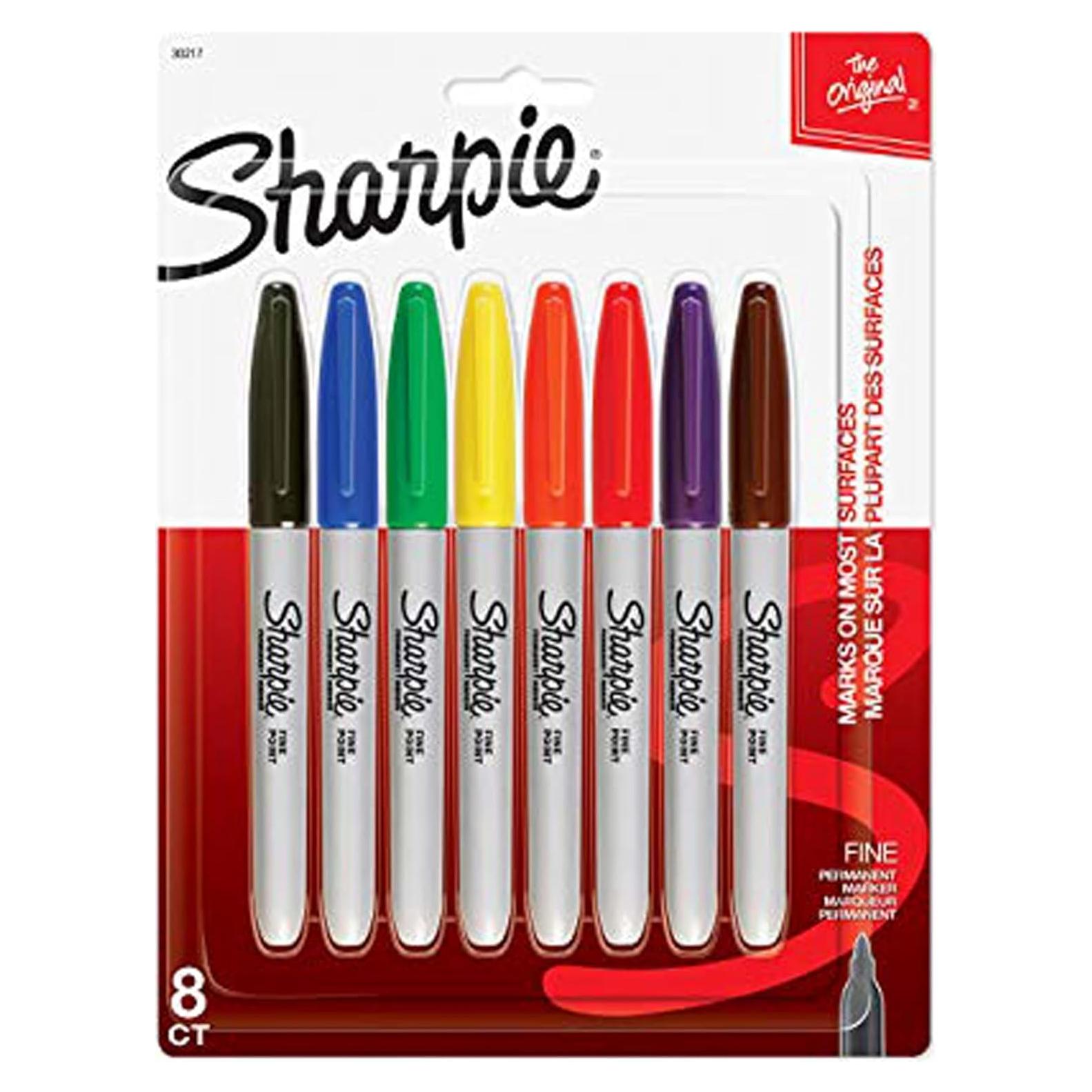 Marcadores Permanentes Sharpie Punta Fina Paquete de 8 Colores