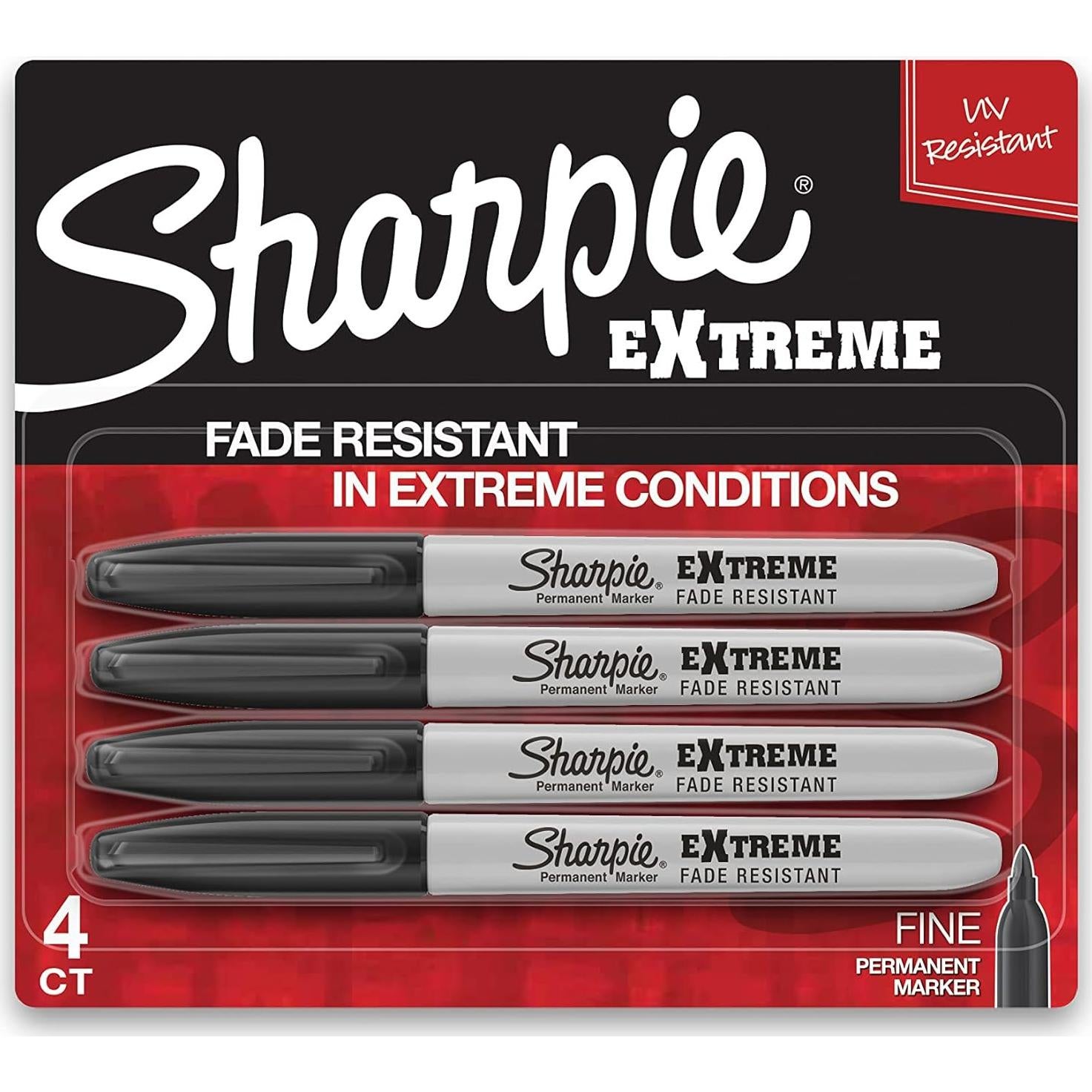 Marcadores Permanentes Sharpie Extreme Punta Fina Negro 4 Unidades