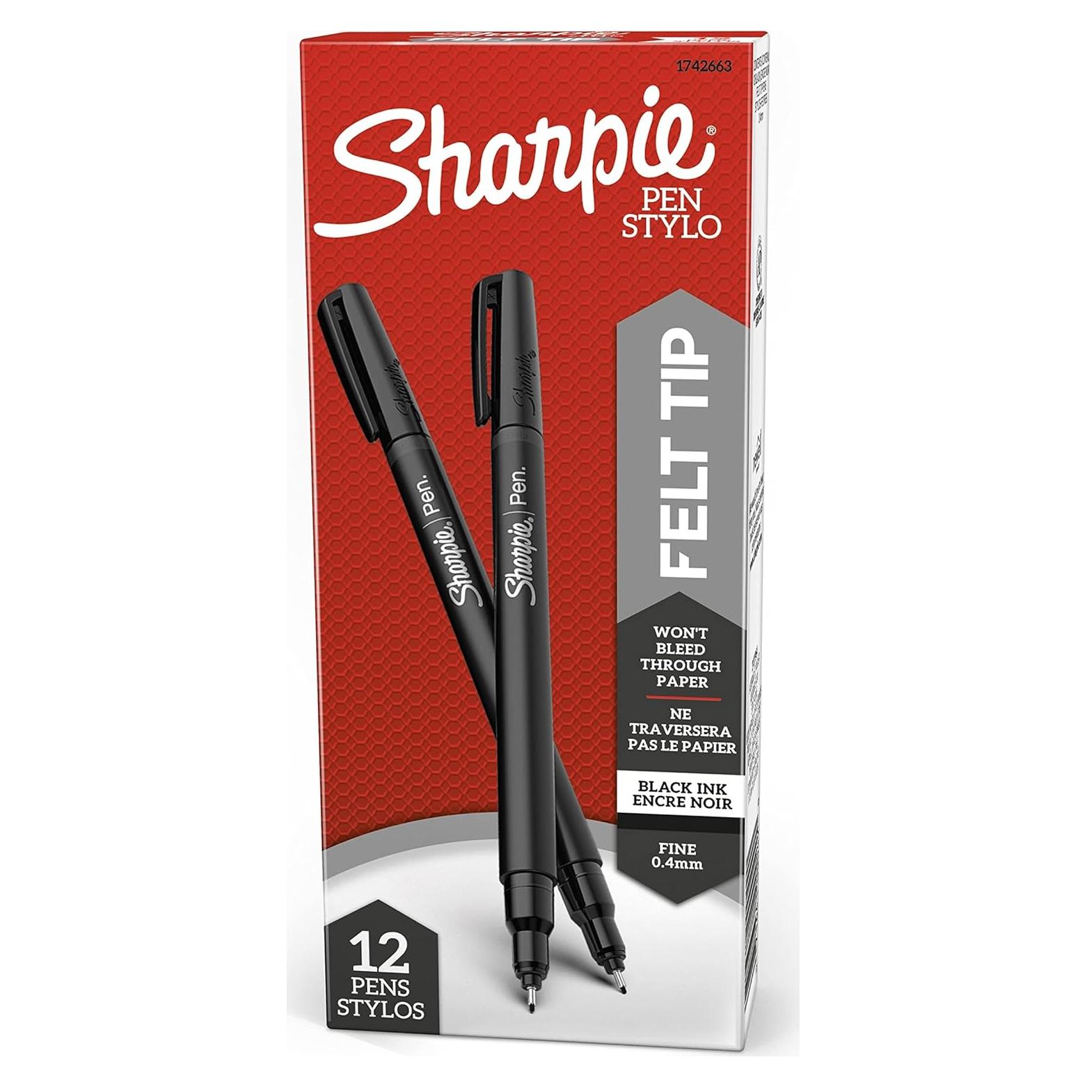 Marcadores de Punta Fina Sharpie Negros 0.4mm - Set de 12