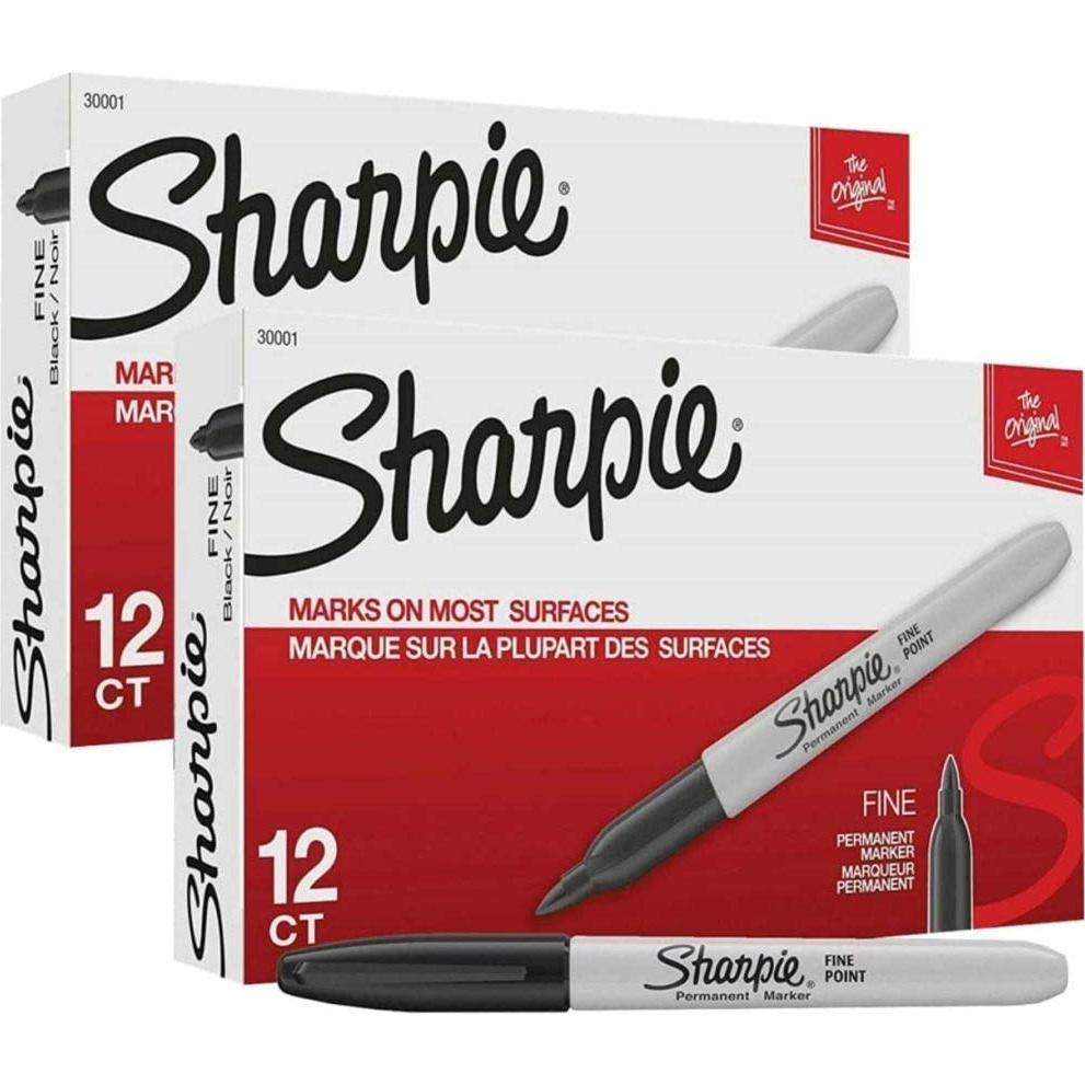Marcadores Permanentes Punta Fina Sharpie 24 Unidades Negro