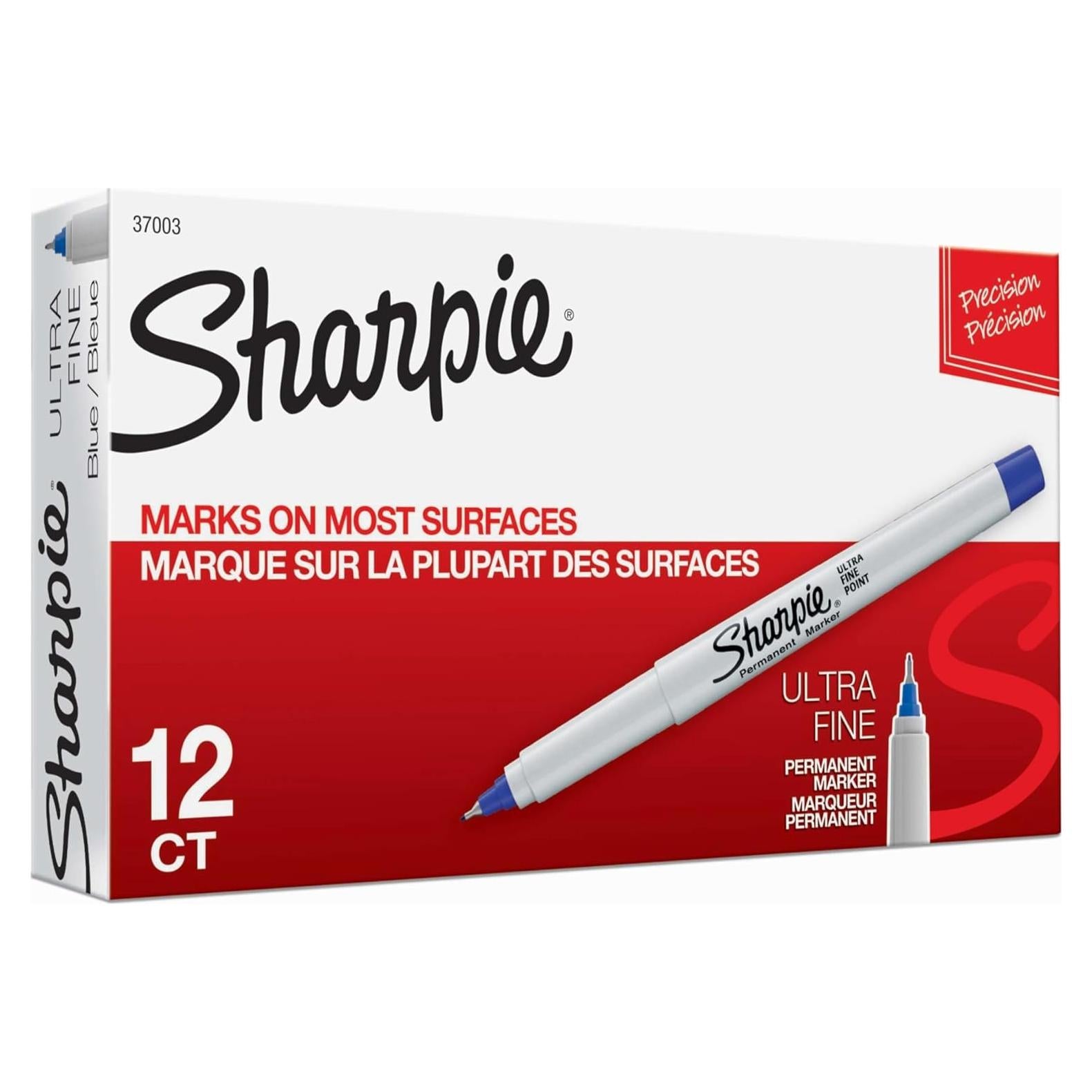 Marcador Permanente Ultra Fino Sharpie 37003 Azul Paquete 12