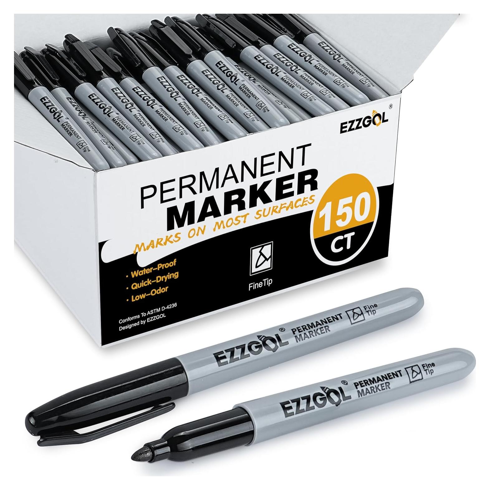 Marcadores Permanentes Ezzgol 150 Unidades Punta Fina Negra