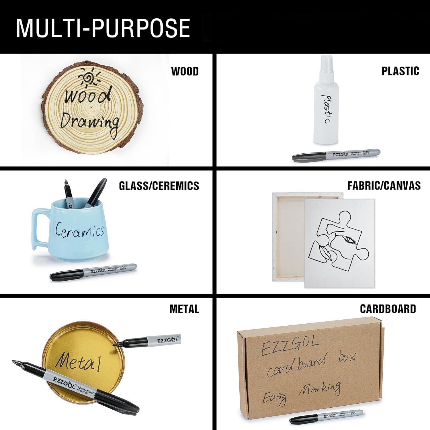 Marcadores Permanentes Ezzgol 150 Unidades Punta Fina Negra