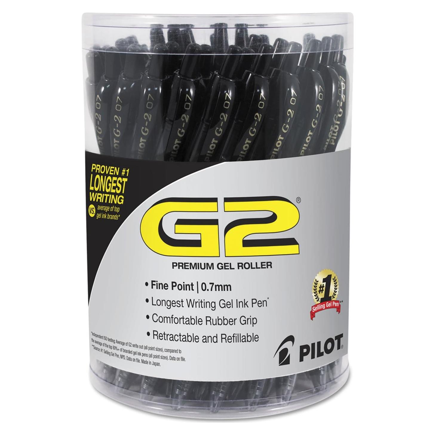 Bolígrafo de Gel Pilot G2 Retráctil 0.7 mm Tinta Negra 36 Unidades