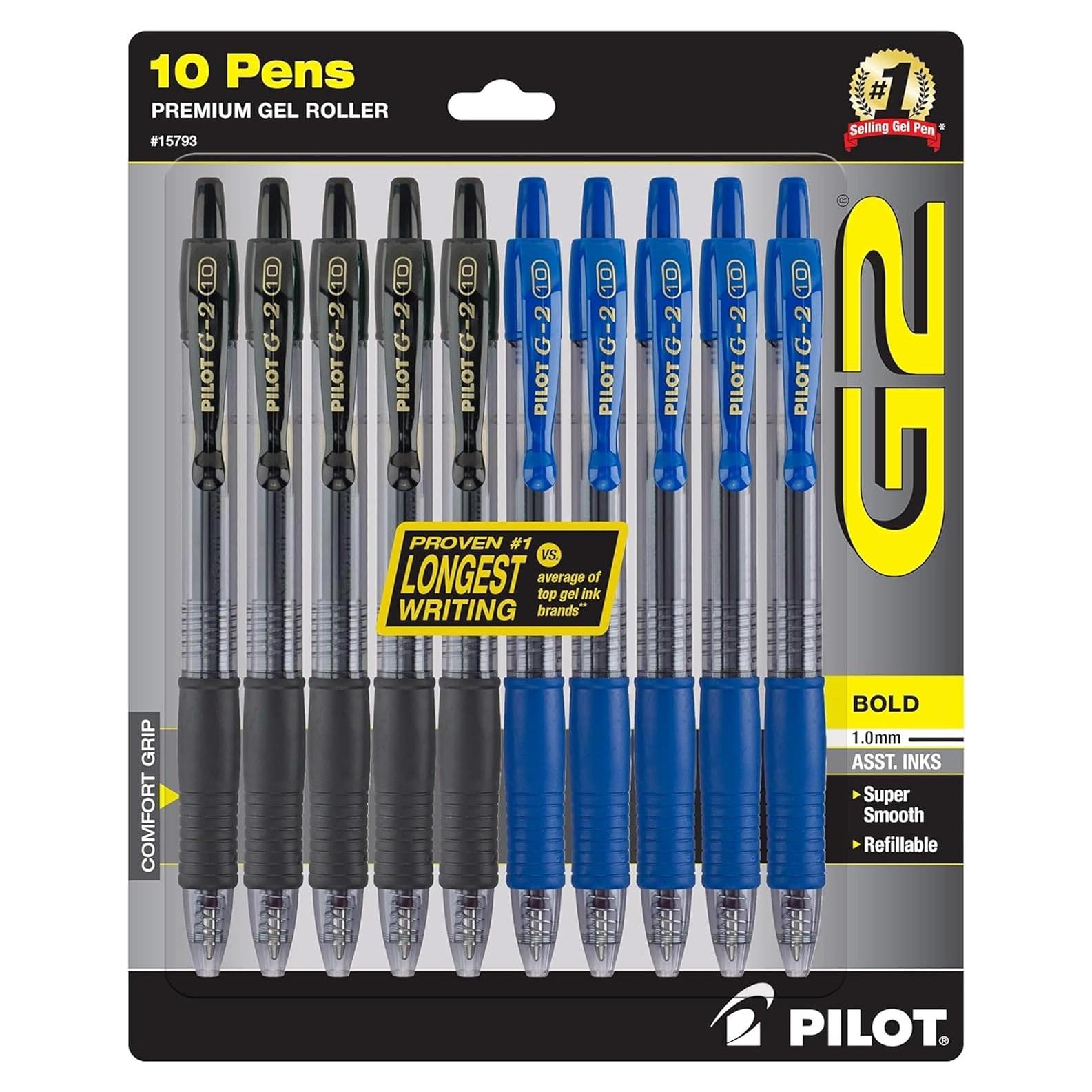 Bolígrafos Pilot G2 Recargables 1.0 mm - Paquete de 10