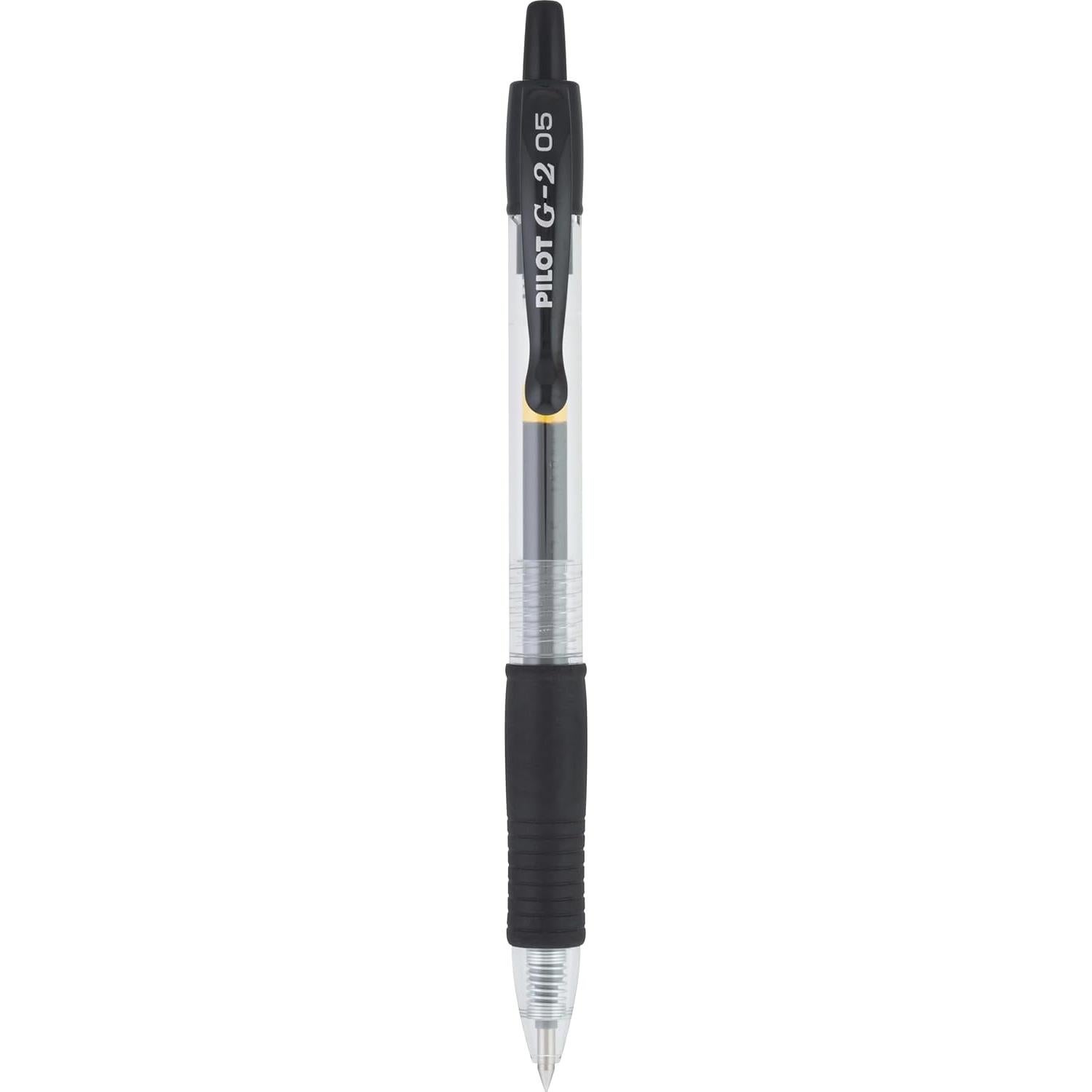 Bolígrafos de Gel Pilot G2, Punta Extra Fina 0.5 mm, 12 Unidades, Negro