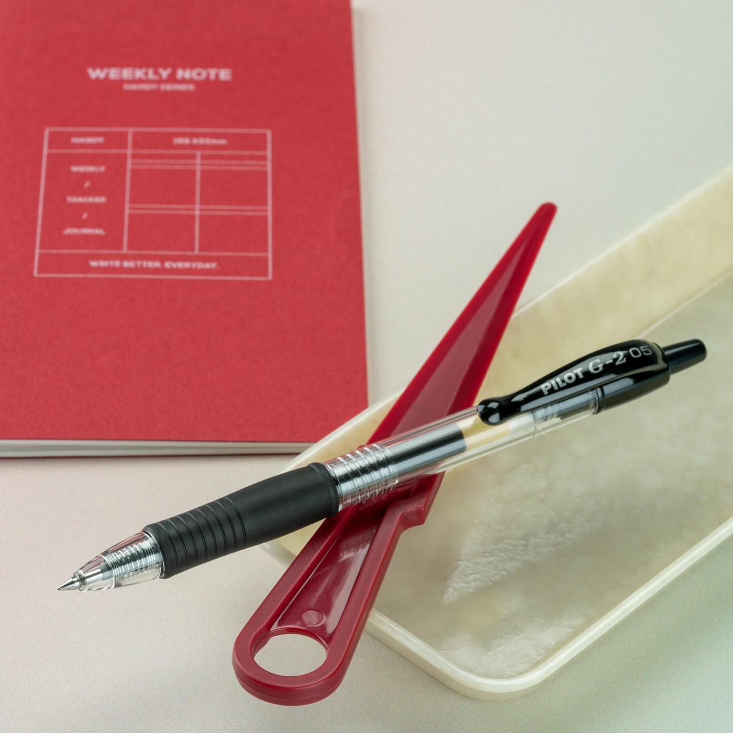 Bolígrafos de Gel Pilot G2, Punta Extra Fina 0.5 mm, 12 Unidades, Negro