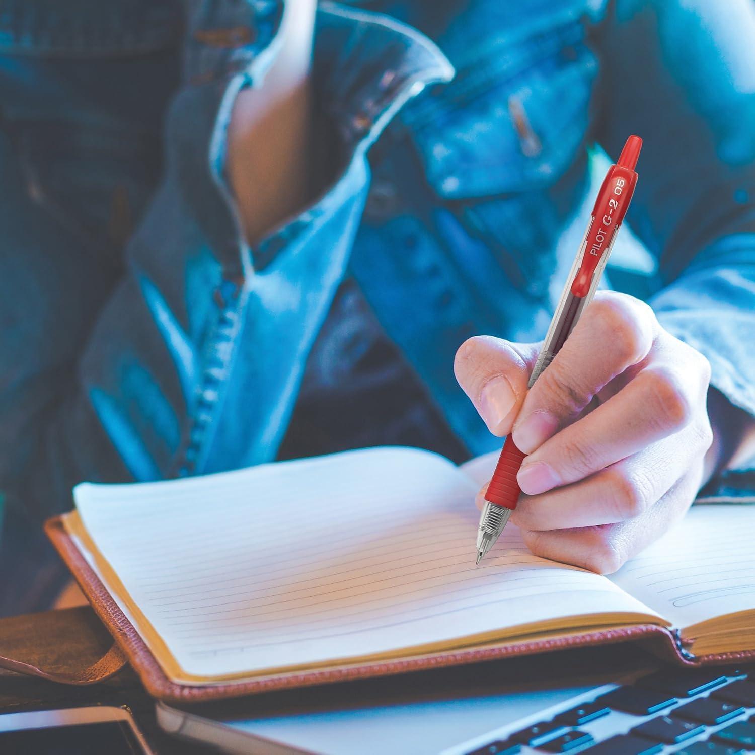 Bolígrafos de Gel Pilot G2, Punta Extra Fina 0.5 mm, Azul, 12 Unidades