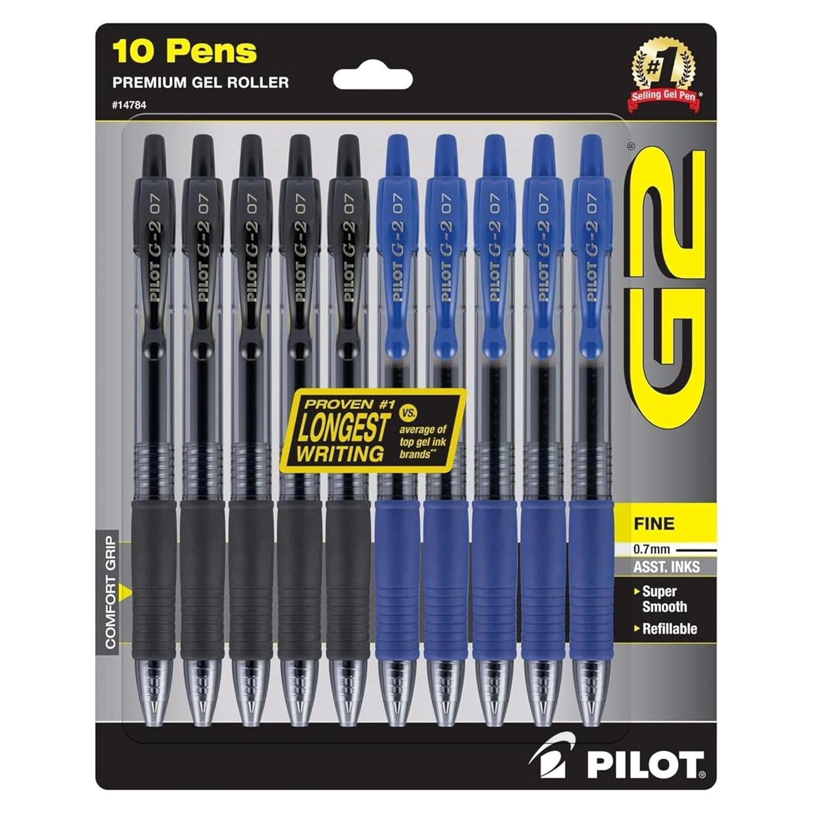 Bolígrafos Pilot G2 Recargables 0.7 mm - Paquete de 10