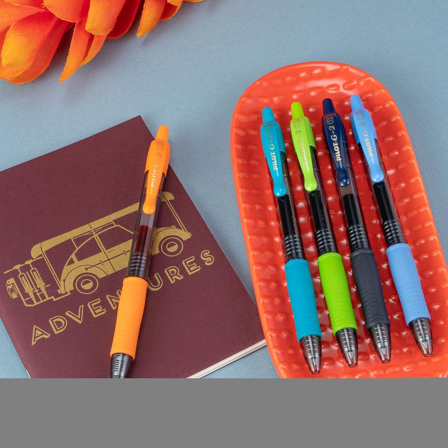 Bolígrafos de Gel Pilot G2, Punta Gruesa 1 mm, Paquete 14 Colores