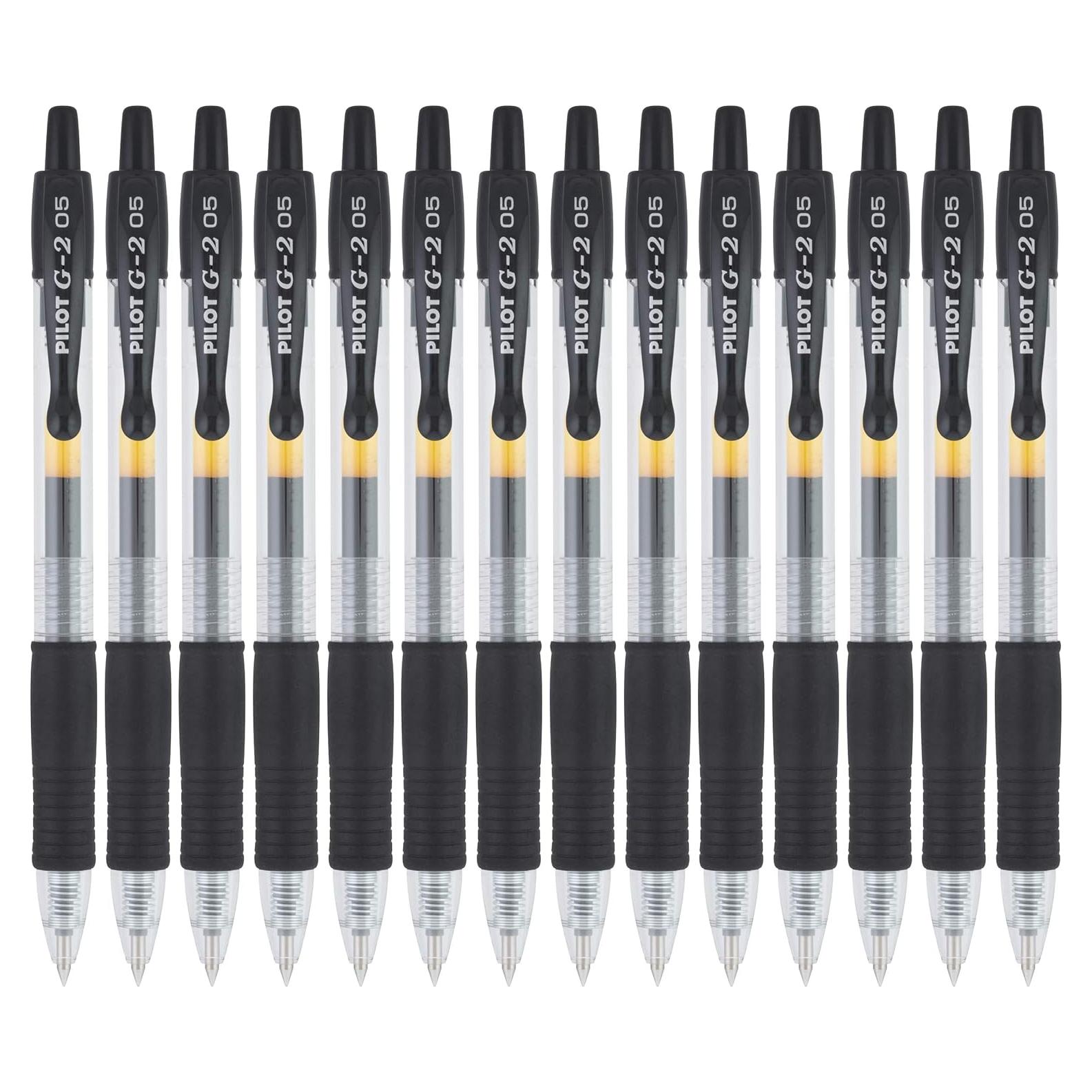 Bolígrafos de Gel Pilot G2, Punta Extra Fina 0.5 mm, 14 Pzs, Negro