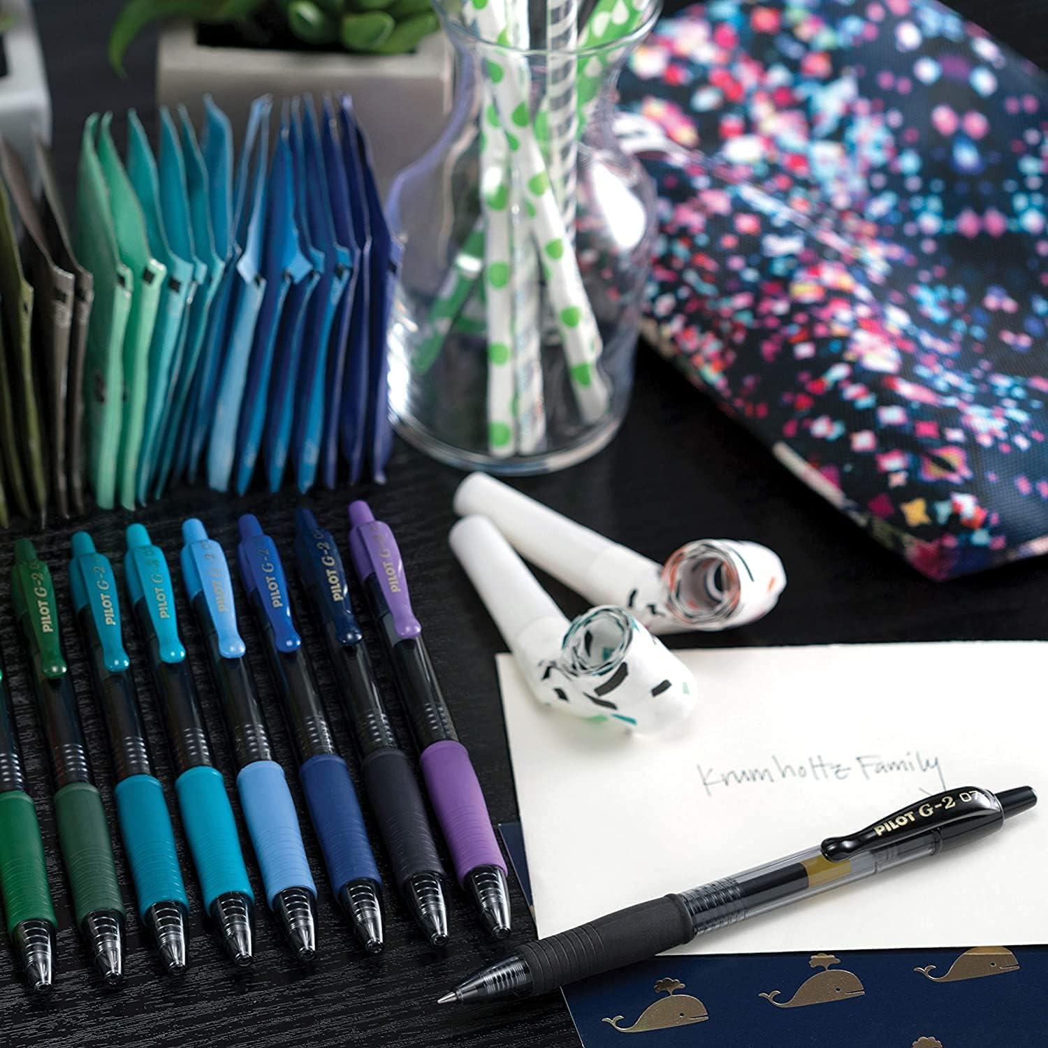 Bolígrafos de Gel Pilot G2, Punta Fina 0.7 mm, Colores Asortidos, Paquete de 8