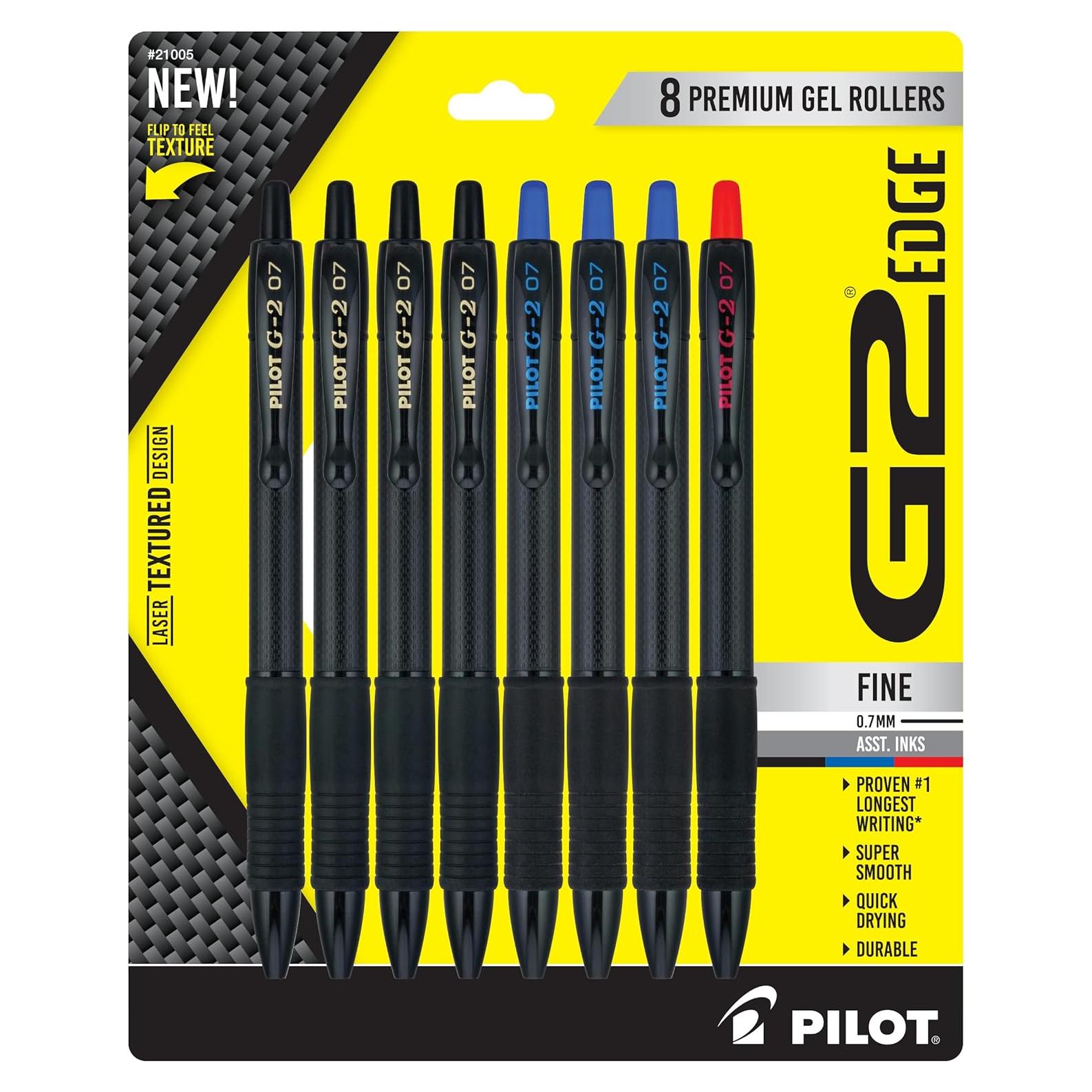 Bolígrafos de Gel Premium PILOT G2 Edge 8ct Punta Fina 0.7mm